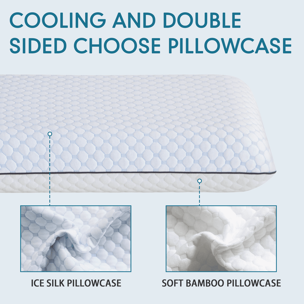 Fluffy Shredded Gel Memory Foam Pillow, Queen Size Bed Pillow, Washable Cover, Cooling, Breathable Neck Pillow for Sleeping - Orthopedic Shredded Foam Bed Pillow Set Detail