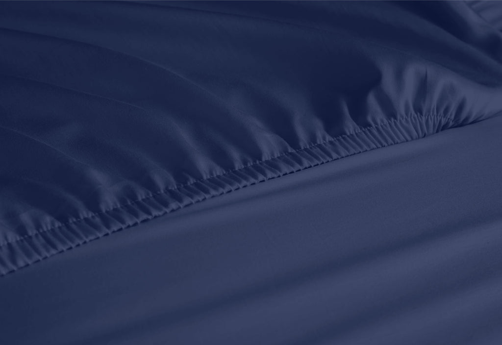 Cooling Sateen Queen Bed Sheets Set, 6 Pc Microfiber Bed Sheets, Extra Deep Pocket Queen Fitted Sheet, Flat Sheet & Pillowcases, Nav... - Cooling Hotel Quality Bedding Sheets and Pillowcases Detail