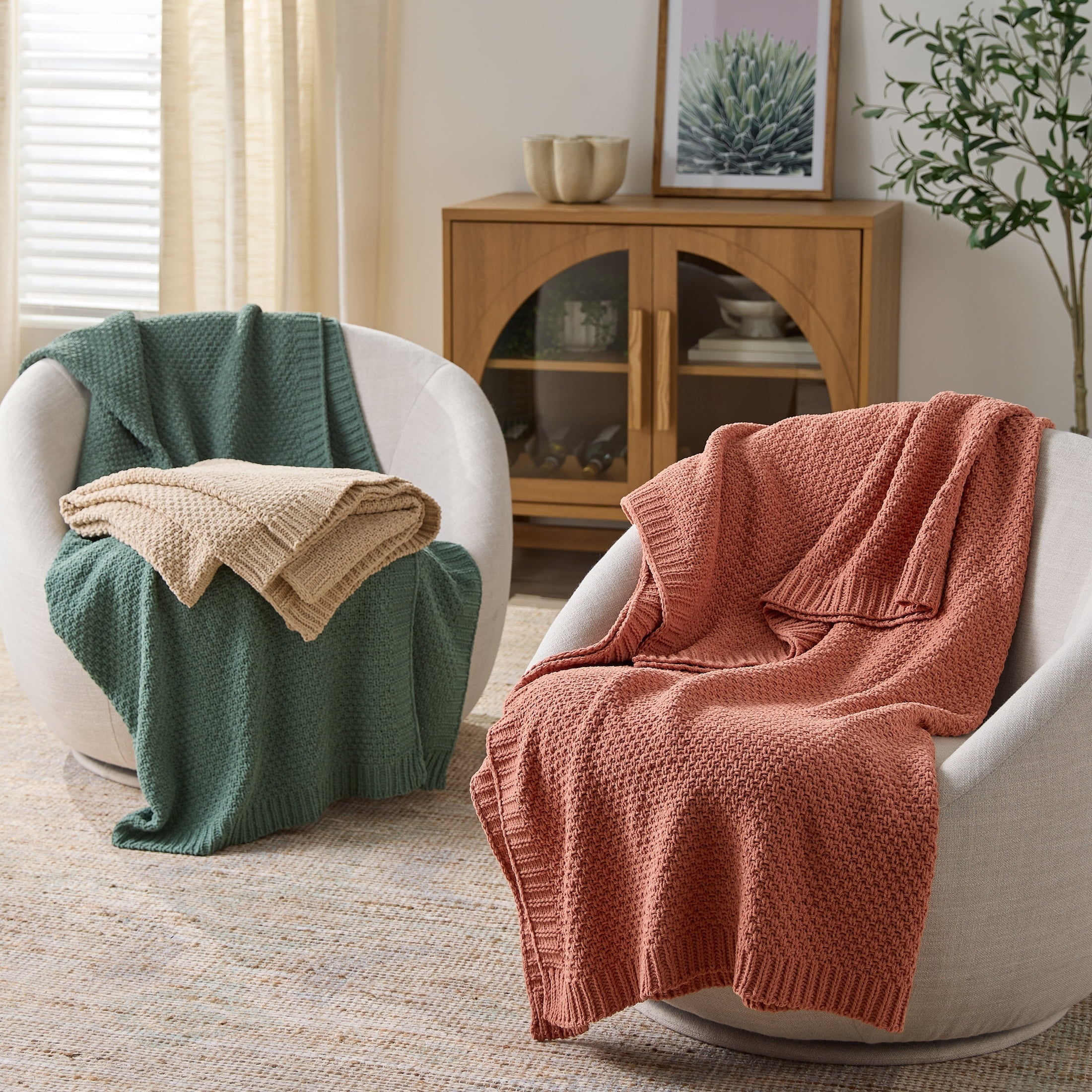 Decorative Knitted Chenille Knit Super Soft Oversized Throw Blanket, Merlot Wine - Cozy Fleece Throw Blanket for Couch & Bed Detail