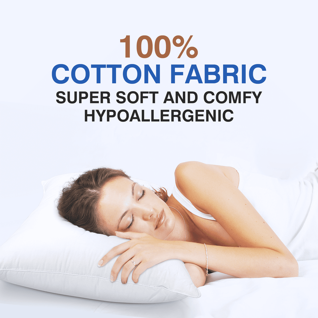 Orthopedic Support Goose Feather and Down Pillows Queen Size Set of 2 Luxury Hotel Bed Pillows with Cotton Cover - Hotel Quality Plush Sleeping Pillows Detail