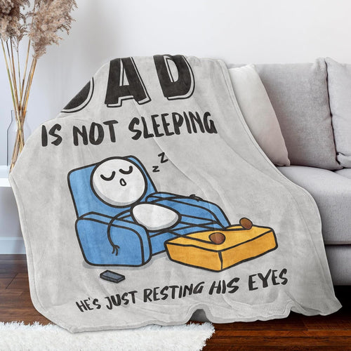 Cozy Fleece Funny Fathers Day Dad Gifts , Dads Birthday Gifts, Dad is Not Sleeping Blanket, Super Soft Throws Blanket for Napping - Super Soft Reversible Sherpa Flannel Blanket Detail