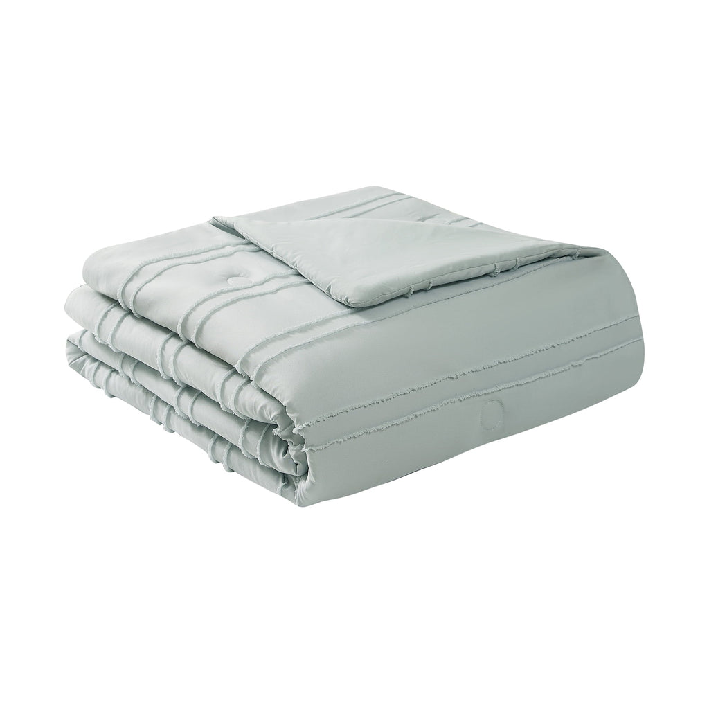 Luxurious Quilted Mint 10 Piece Bed in a Bag Comforter Set with Sheets, Queen - Luxurious Quilted Duvet Cover Set Detail