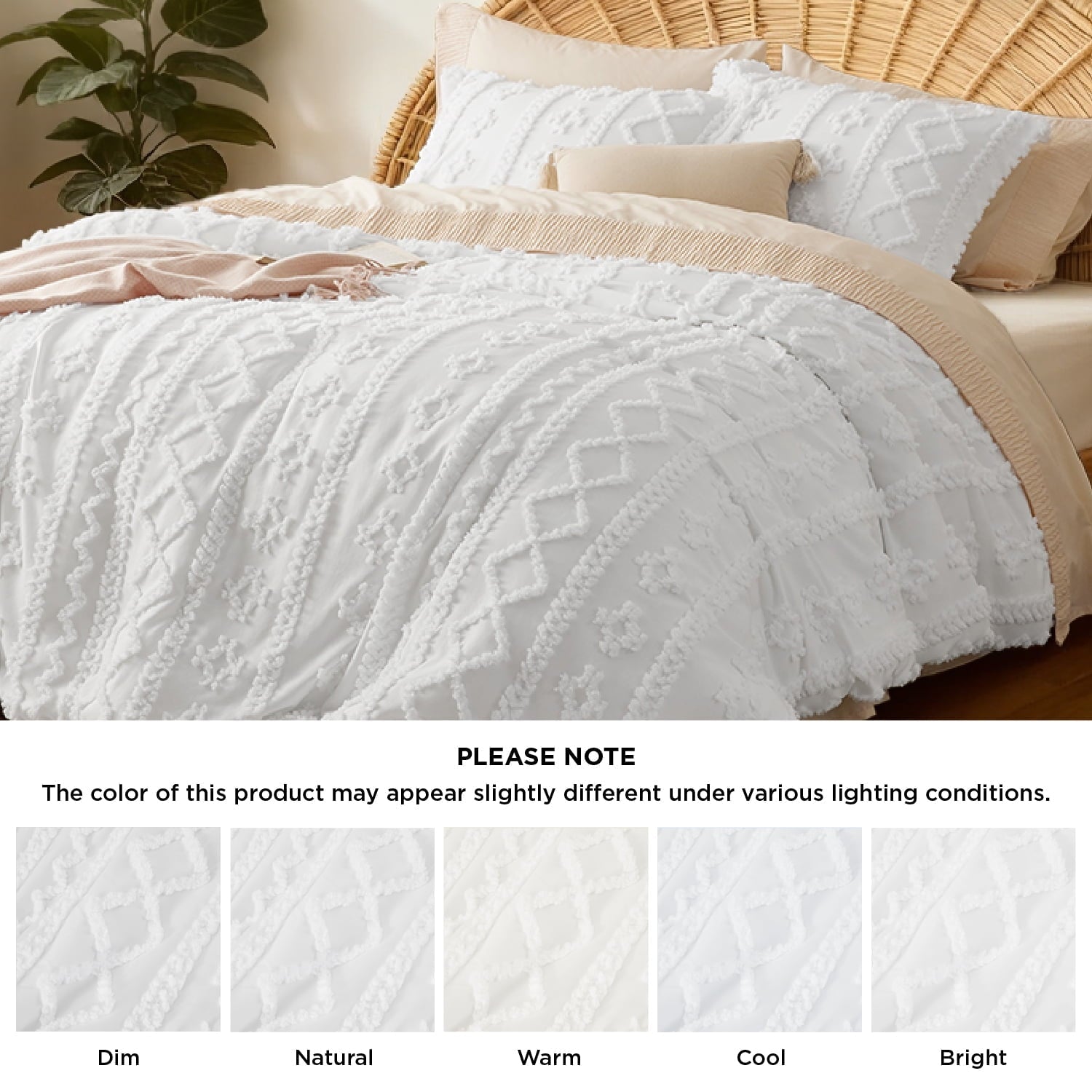 All-Season Tufted Boho Comforter Set, 2 Pieces Farmhouse Shabby Chic Embroidery Bed Set, Soft Jacquard Comforter for All Seasons... - Hypoallergenic Ultra-Fluffy Quilt for Winter Detail