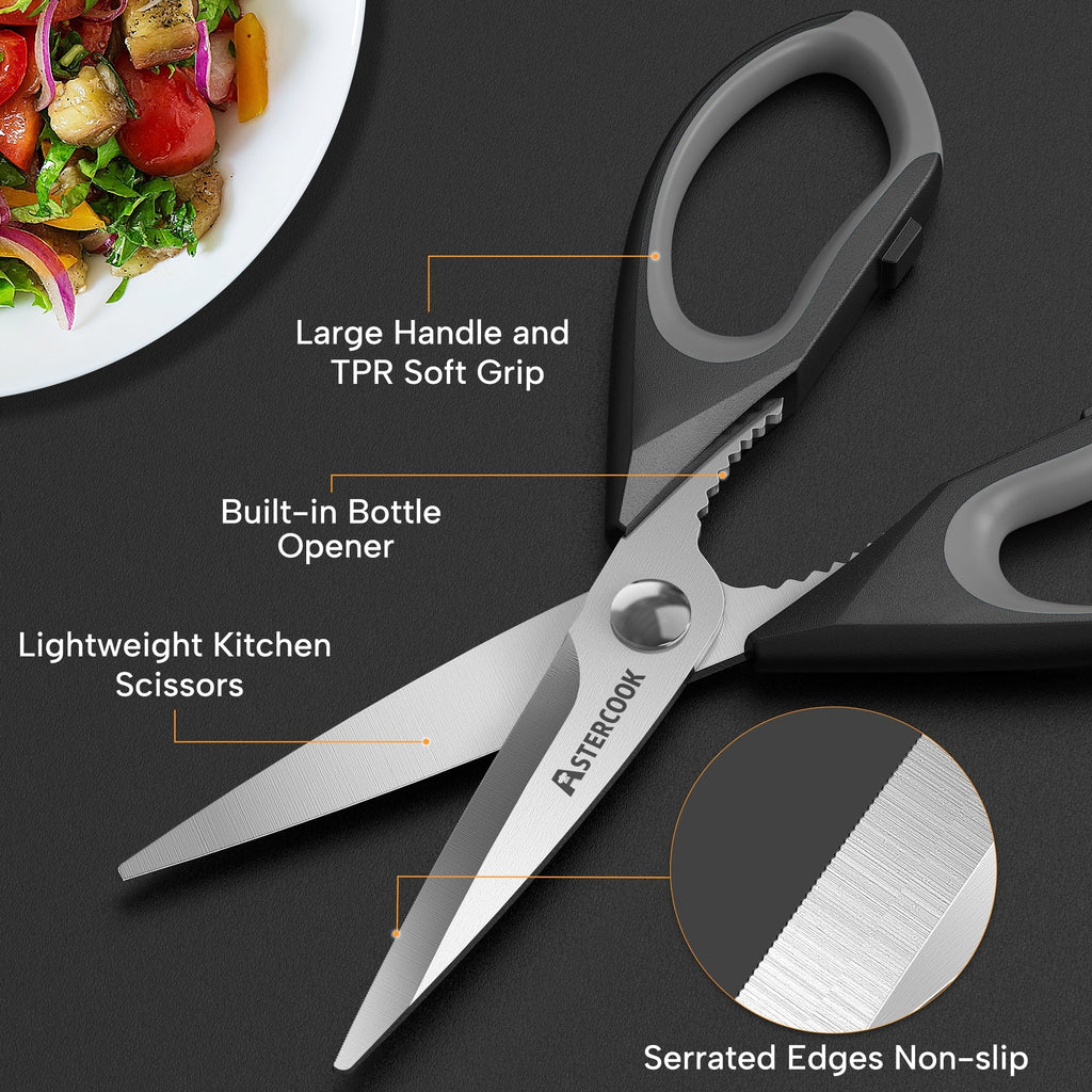 Innovative 2 Pcs Kitchen Scissors, Heavy Duty Shears with Serrated Blade, Ergonomic Handle Food Scissor for Poultry, H... - Innovative Kitchen Helper for Modern Cooking Detail