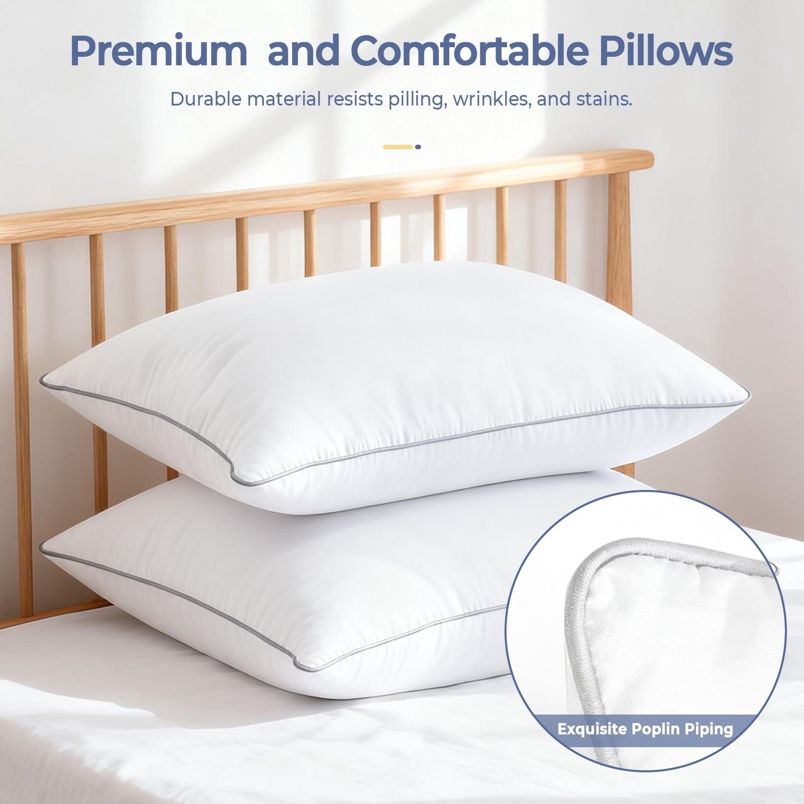 Fluffy Shredded Pillows Queen Size Set of 2, Bed Pillows for Side and Back Sleepers, Soft Down Alternative Pillows, Hotel Quality and... - Orthopedic Shredded Foam Bed Pillow Set Detail
