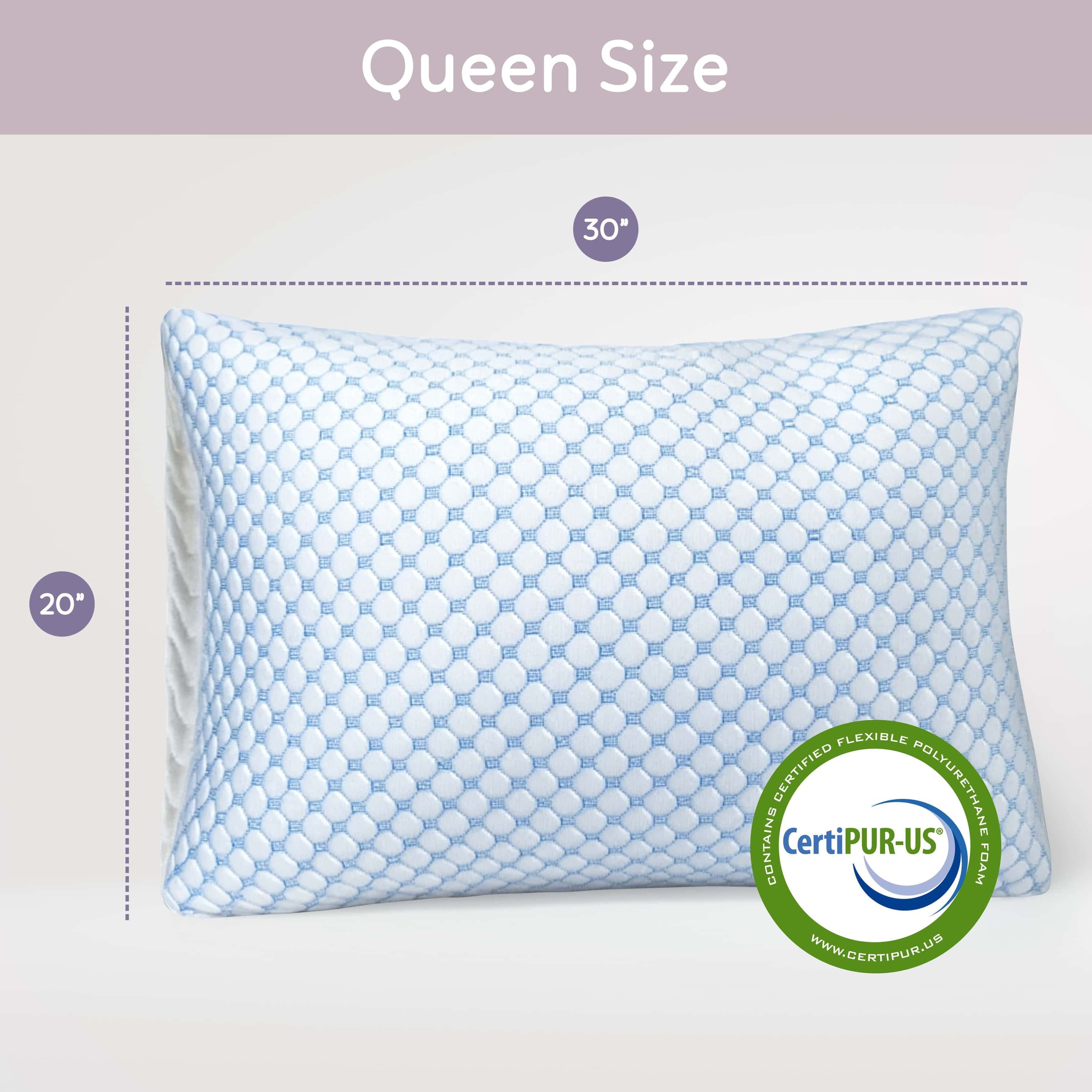 Fluffy Shredded Cooling Pillows for Bed, Memory Foam Bed Pillow, Queen Pillows 20” X 28”, 2 Pack - Hotel Quality Plush Sleeping Pillows Detail