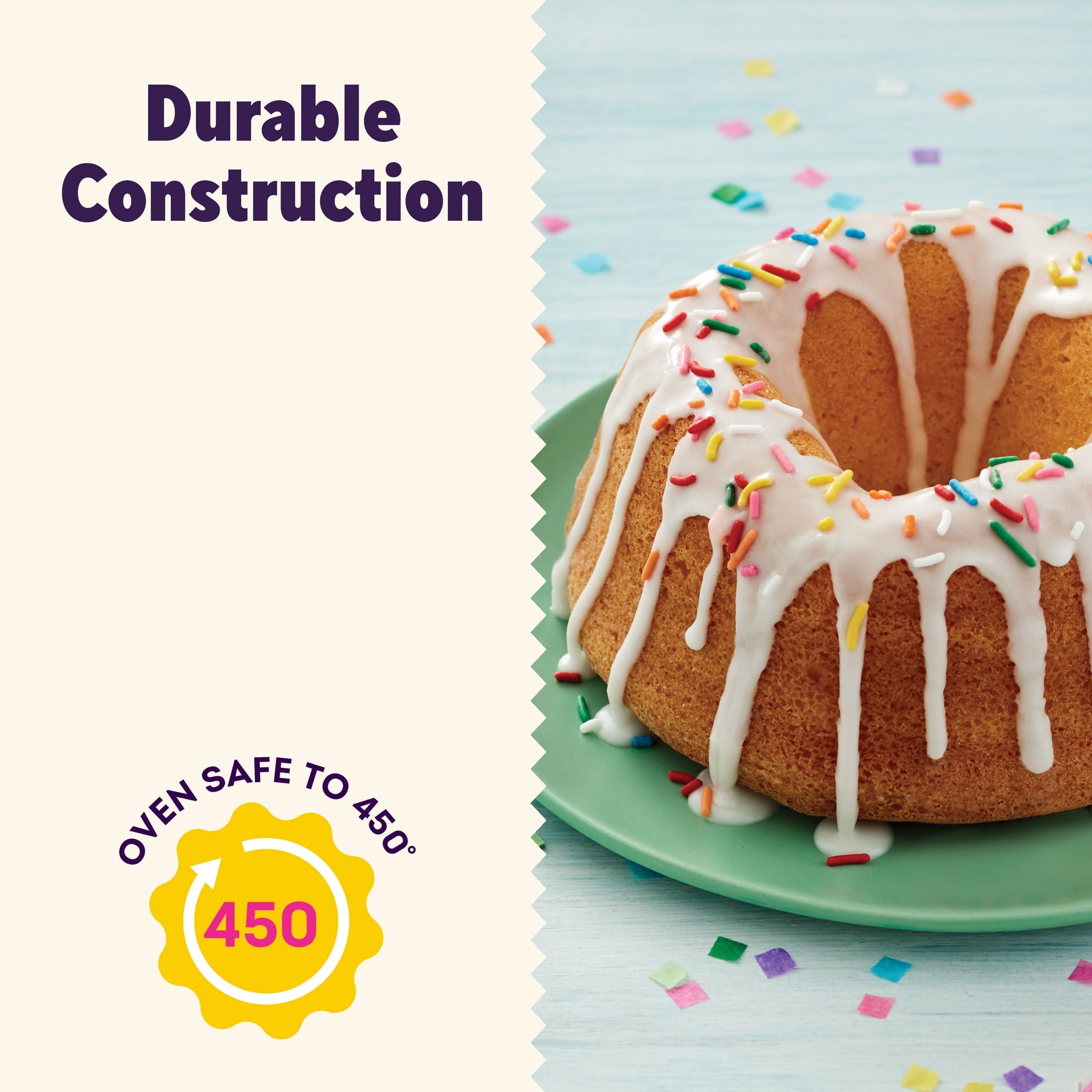 Ergonomic Manual Everyday Non-Stick Bundt Cake Pan 9.51" Fluted Tube Baking Pan, Packaging May Vary - Multi-Functional Manual Food Chopper & Slicer Detail