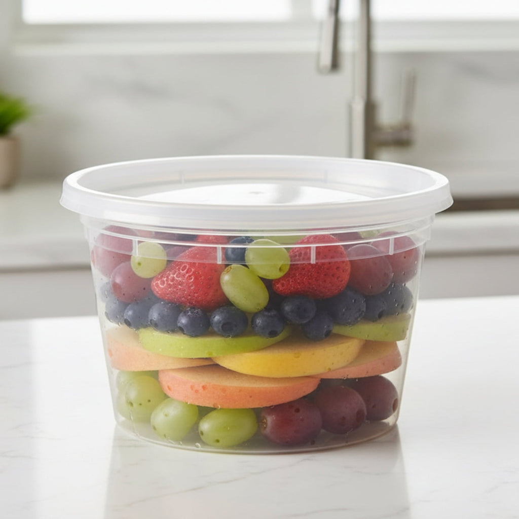 Playful Geometric 40 Piece 16oz Plastic Deli Container, Ideal Use for Meal Prep and Batch Cooking - Squishy Dohnut Sweet Treat Shaped Stress Toy Detail