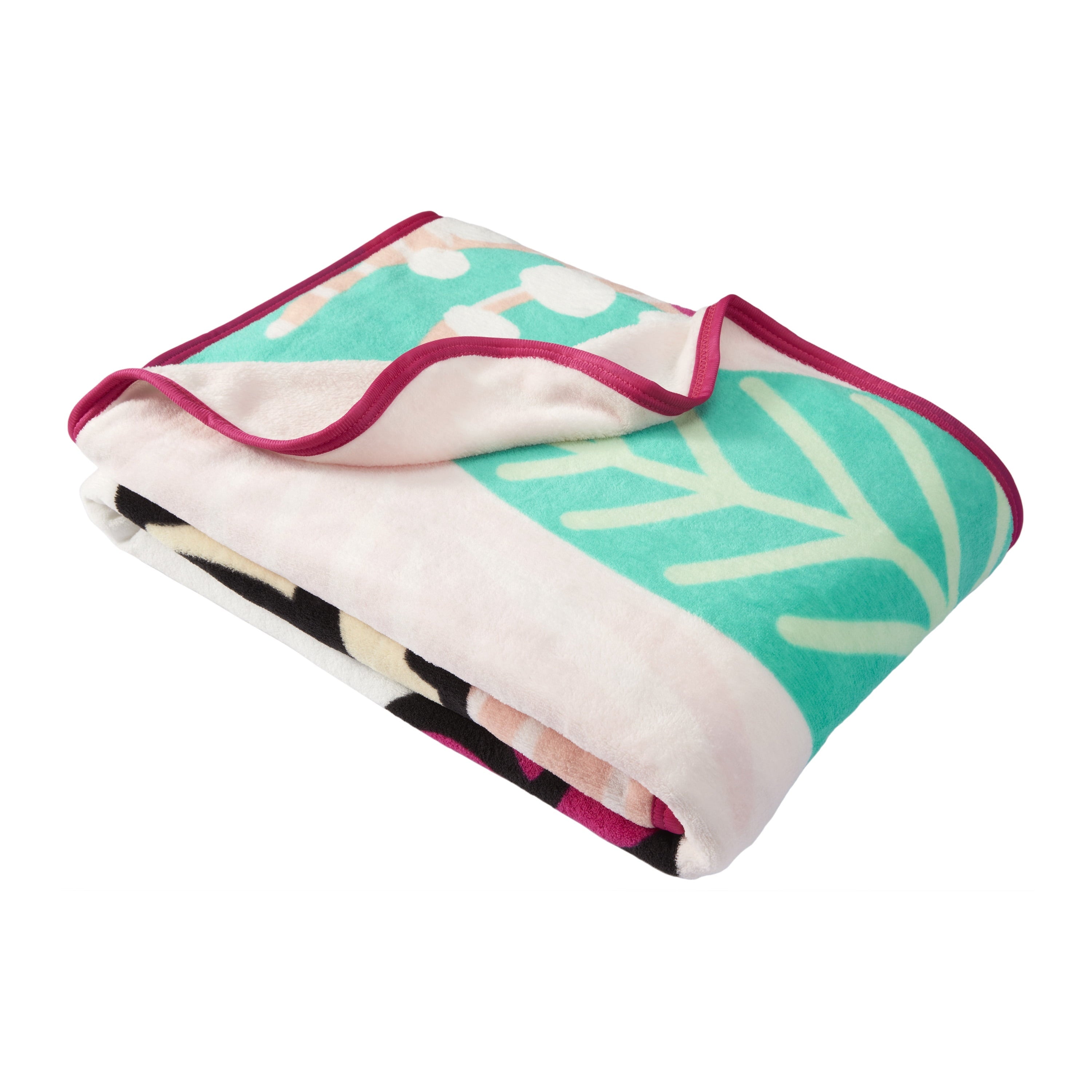 Reversible Sherpa Kids Pink White Print Fleece Throw Blanket, 46 x 60 - Luxury Knitted Decorative Throw Blanket with Fringes Detail