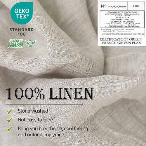 Cooling Sateen 100% Linen Sheet Set Solid Color-4 Pcs Washed French Linen Bed Sheets(1 Flat Sheet,1 Fitted Sheet,2 Pillowcases)-Brea... - Cooling Hotel Quality Bedding Sheets and Pillowcases Detail