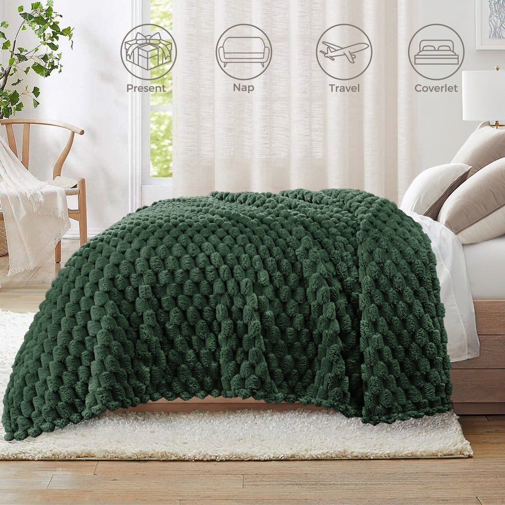 Super Soft Flannel 50"x60" Throw Blanket for Couch with Expanded 3D-Jacquard Pattern, Fuzzy Soft Cozy Exquisite Blankets or All Season, ... - Luxury Knitted Decorative Throw Blanket with Fringes Detail