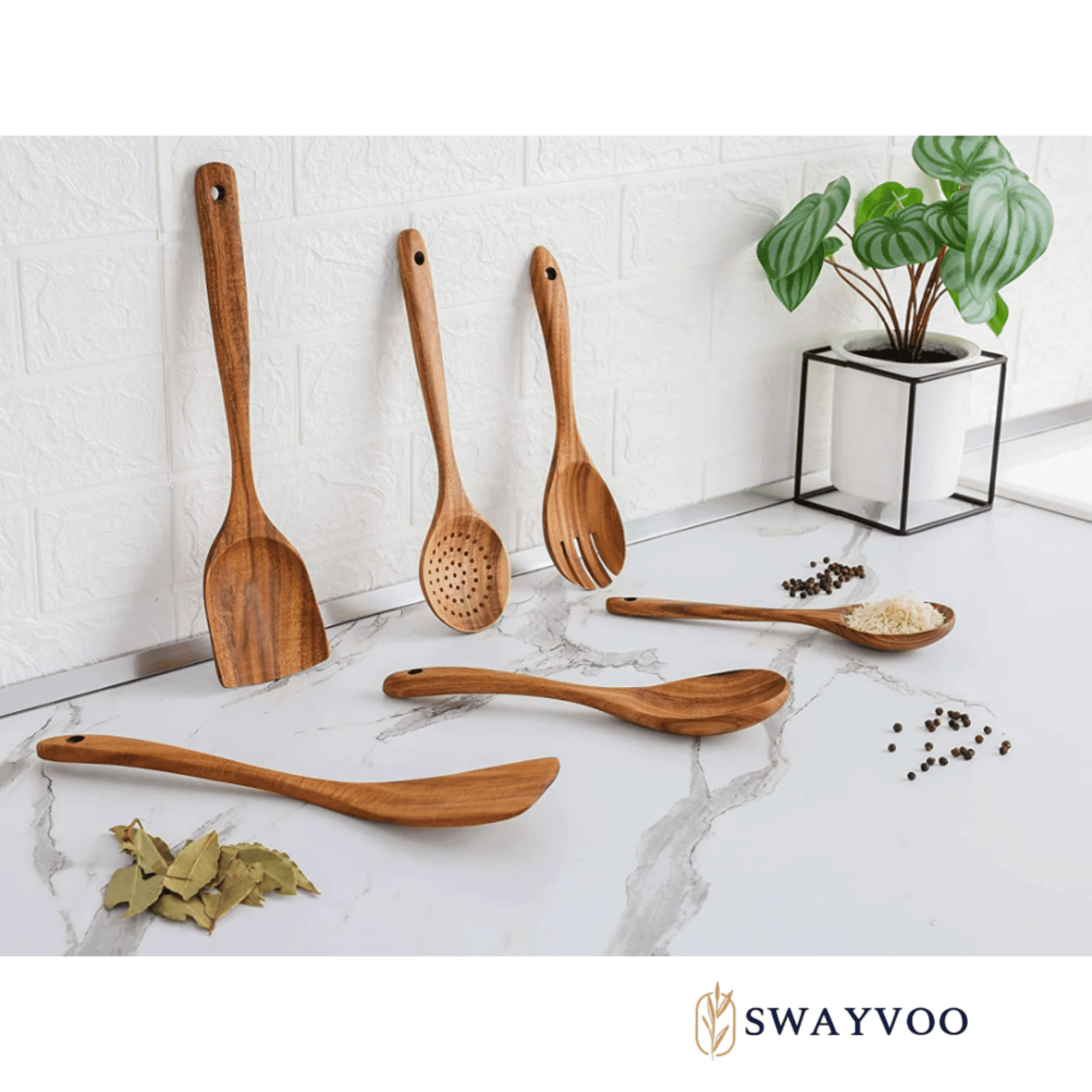 Seamless One-Piece Wooden Spoons for Cooking, 6-Piece 100% Natural Teak Wooden Utensils for Cooking — Heat Resistant, Non-Stick ... - Heat-Resistant Silicone Cooking Spatula Turner Detail