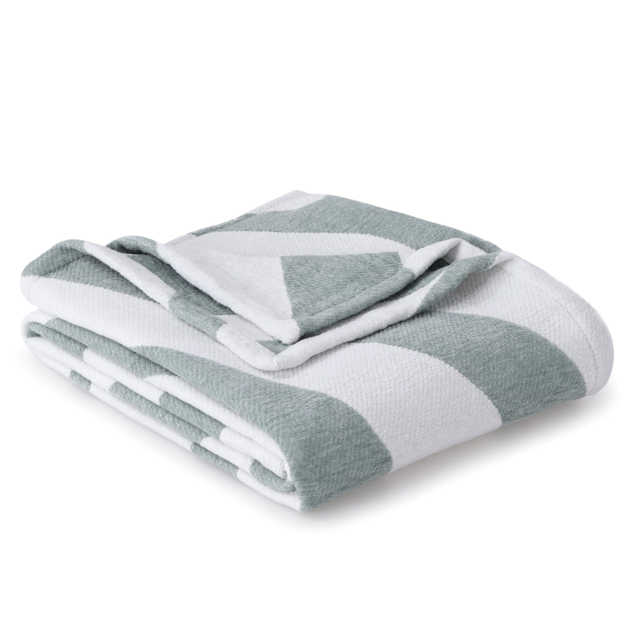 Cozy Fleece Chenille Jacquard Soft Throw Blanket, Soft Sea - Super Soft Reversible Sherpa Flannel Blanket Detail
