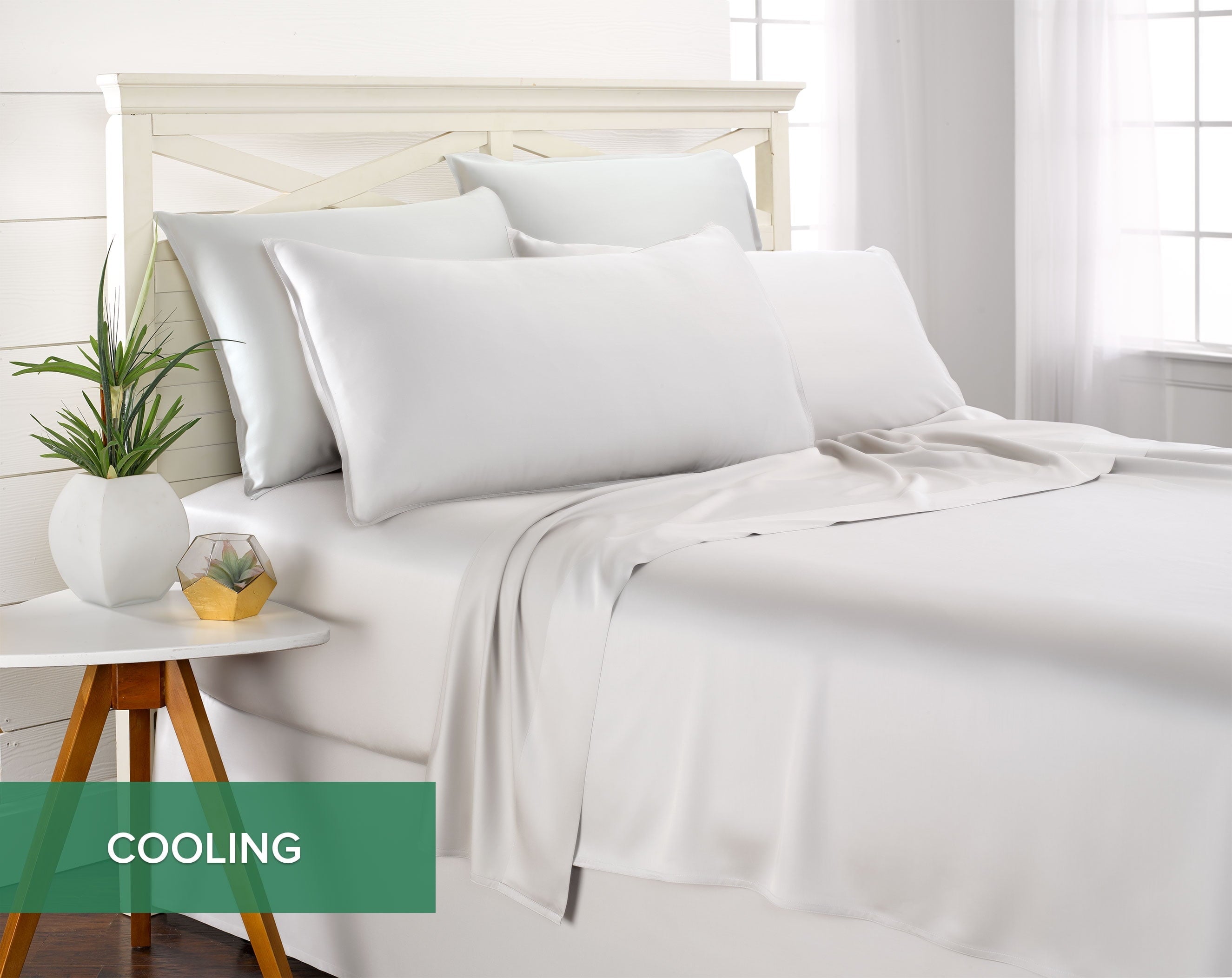 Cooling Sateen Sheets King Size Bed Sheet 4 Piece Set, Genuine 100% Organic Bamboo Viscose, Luxuriously Soft & Cooling, Double Stitc... - Cooling Hotel Quality Bedding Sheets and Pillowcases Detail