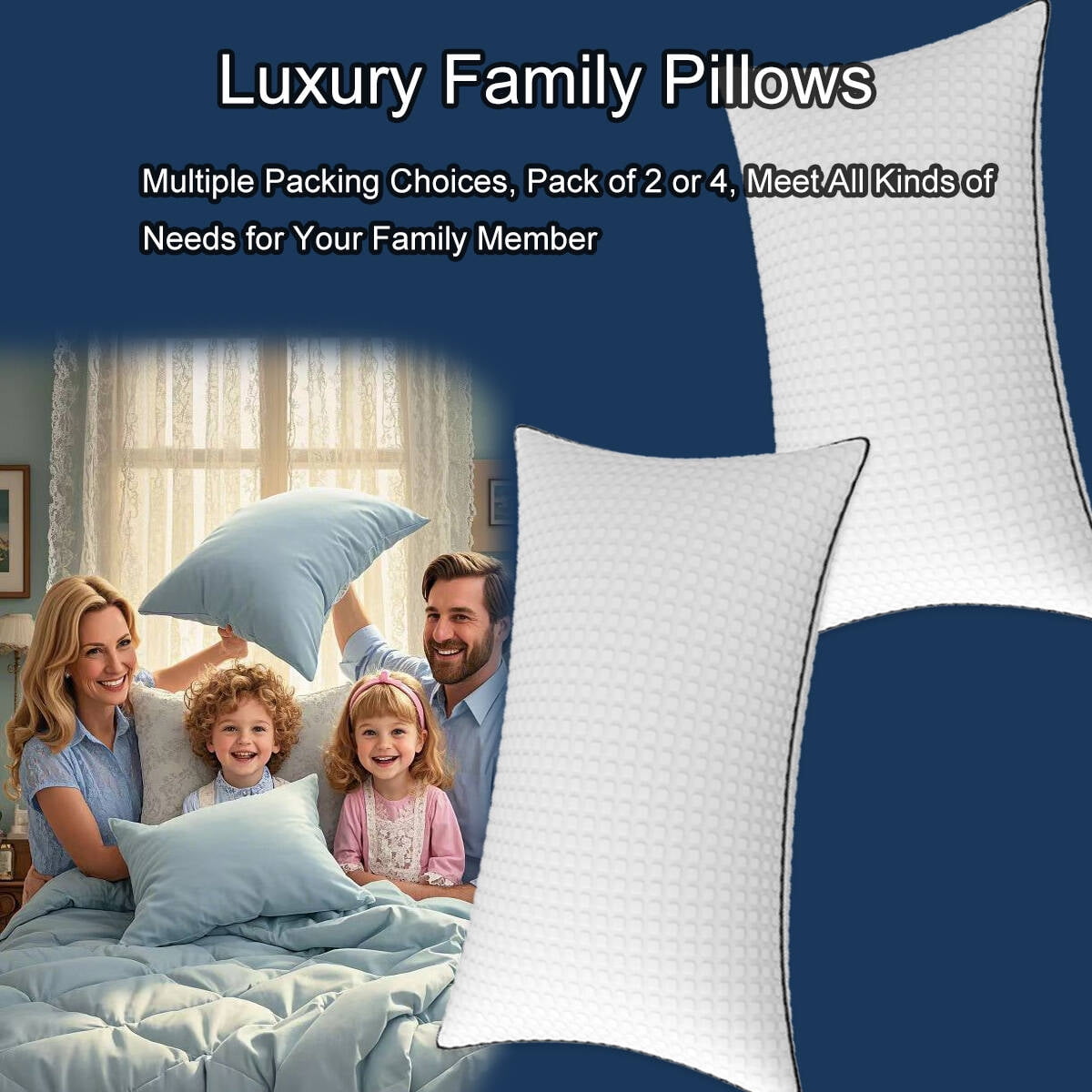Hotel Collection Pillows King Size Set of 2, Hotel Quality, Down Alternative Gusseted Bed Pillows for Side, Back, or Stomach Sleepers,... - Orthopedic Shredded Foam Bed Pillow Set Detail