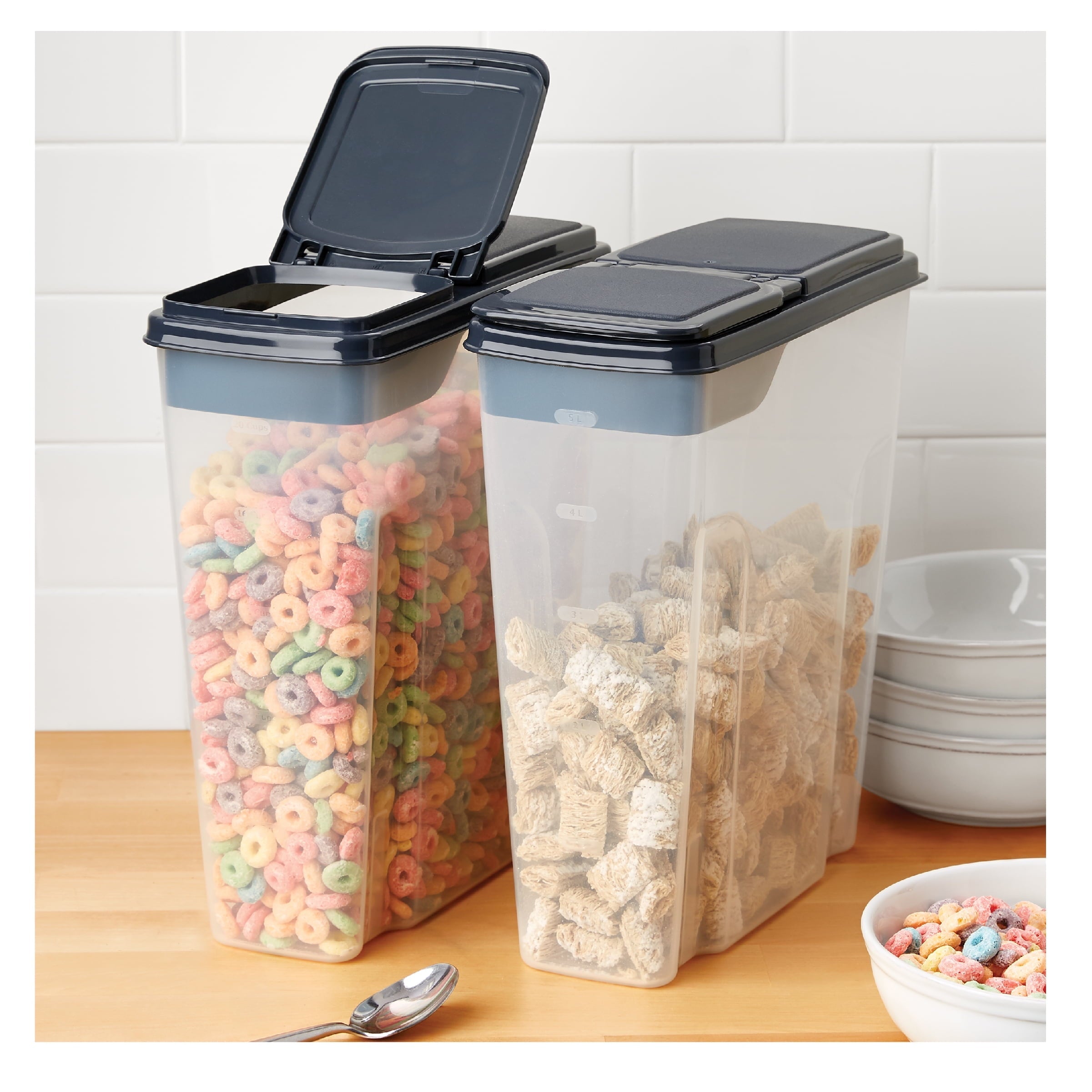 Whimsical Doughnut 2-Pack Plastic Cereal Keeper Storage Containers, Kitchen Pantry Organizer Canisters for Cereal and Dry Food... - Squishy Dohnut Sweet Treat Shaped Stress Toy Detail