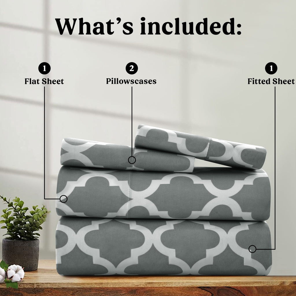 Ultra-Soft King Size Bed Sheets Set, ury 4 Piece Microfiber Deep Pocket Fitted Sheet, Flat Sheet & Pillowcases Bedding Sheets Se... - Cooling Hotel Quality Bedding Sheets and Pillowcases Detail