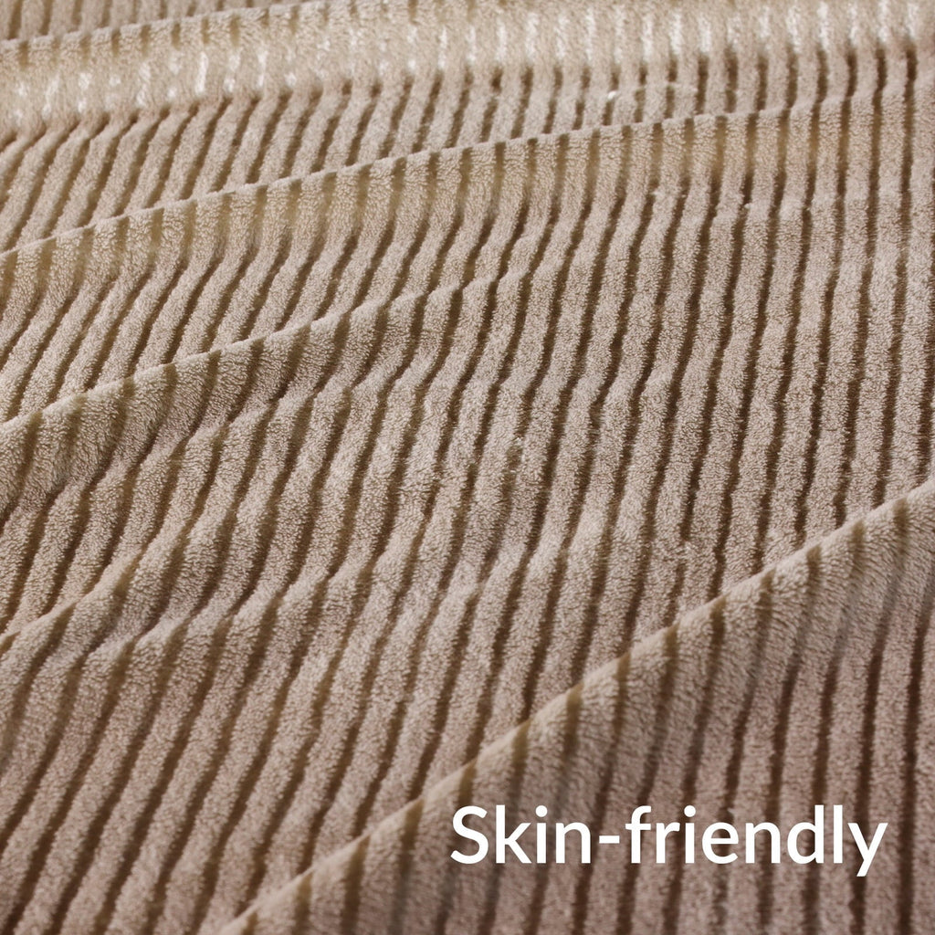 Decorative Knitted Soft Throw Blanket, 50"x60", Camel - Super Soft Reversible Sherpa Flannel Blanket Detail