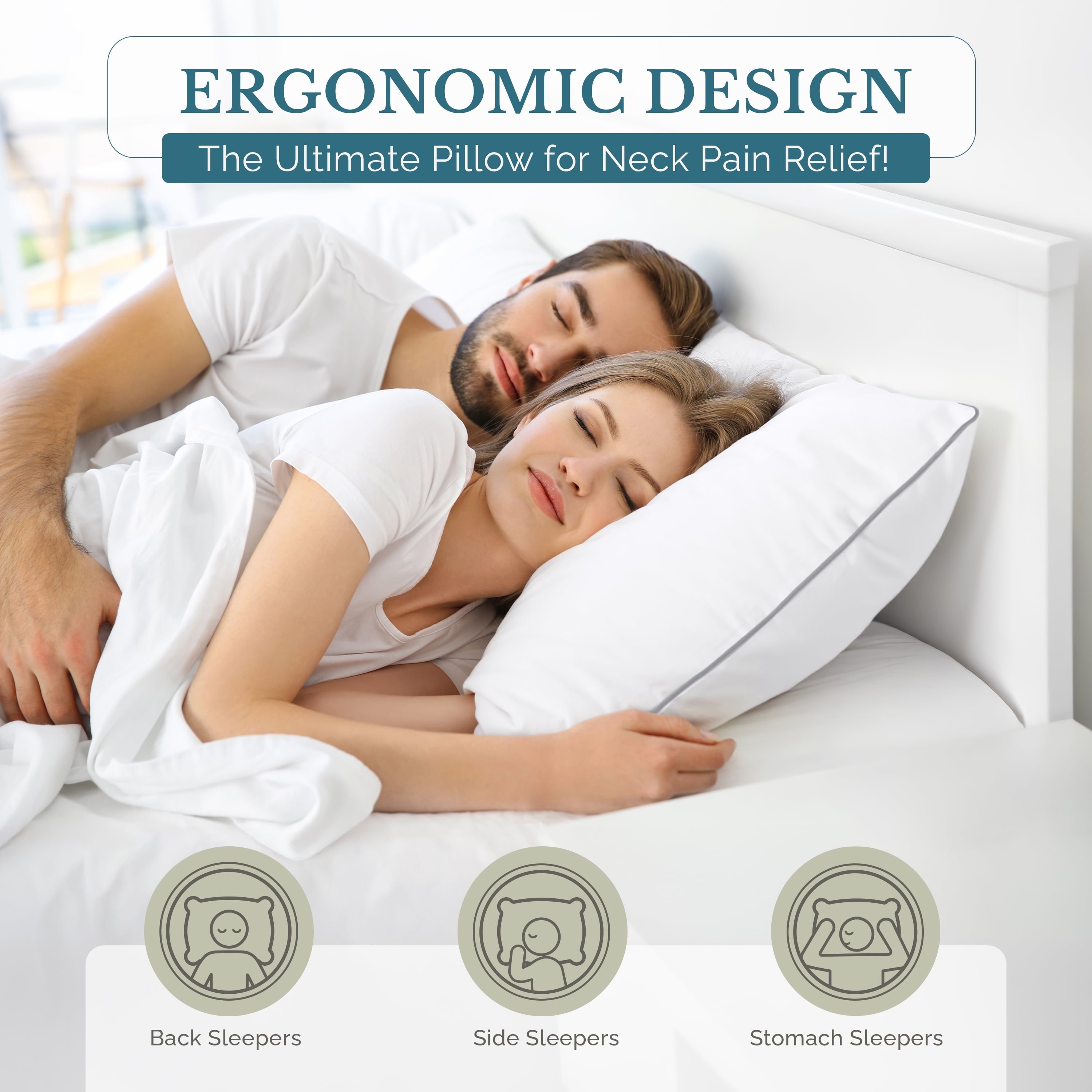 Ergonomic Memory Foam Pillows Standard Size Set of 2 – Standard Pillow, Cooling Comfort, Breathable, Easy Care Machine Washable, Perfect fo... - Orthopedic Shredded Foam Bed Pillow Set Detail