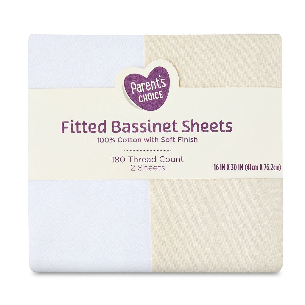 Ultra-Soft 180 Thread Count White and Birch Cotton Fitted Bassinet Sheets, 2 Pack - Premium Ultra-Soft Pillowcase Pair for Sleeping Detail
