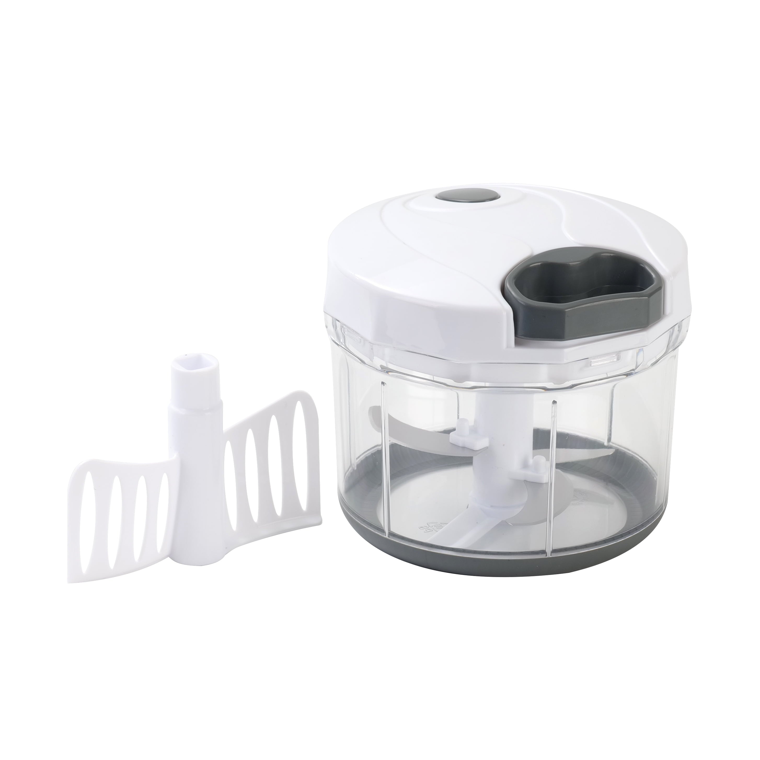 Time-Saving 1qt Quick Pull Chopper, BPA free , SS Blades, Food Contact Safe Material , White & Grey, Weight 320g - Premium Stainless Steel Garlic Presser & Peeler Detail