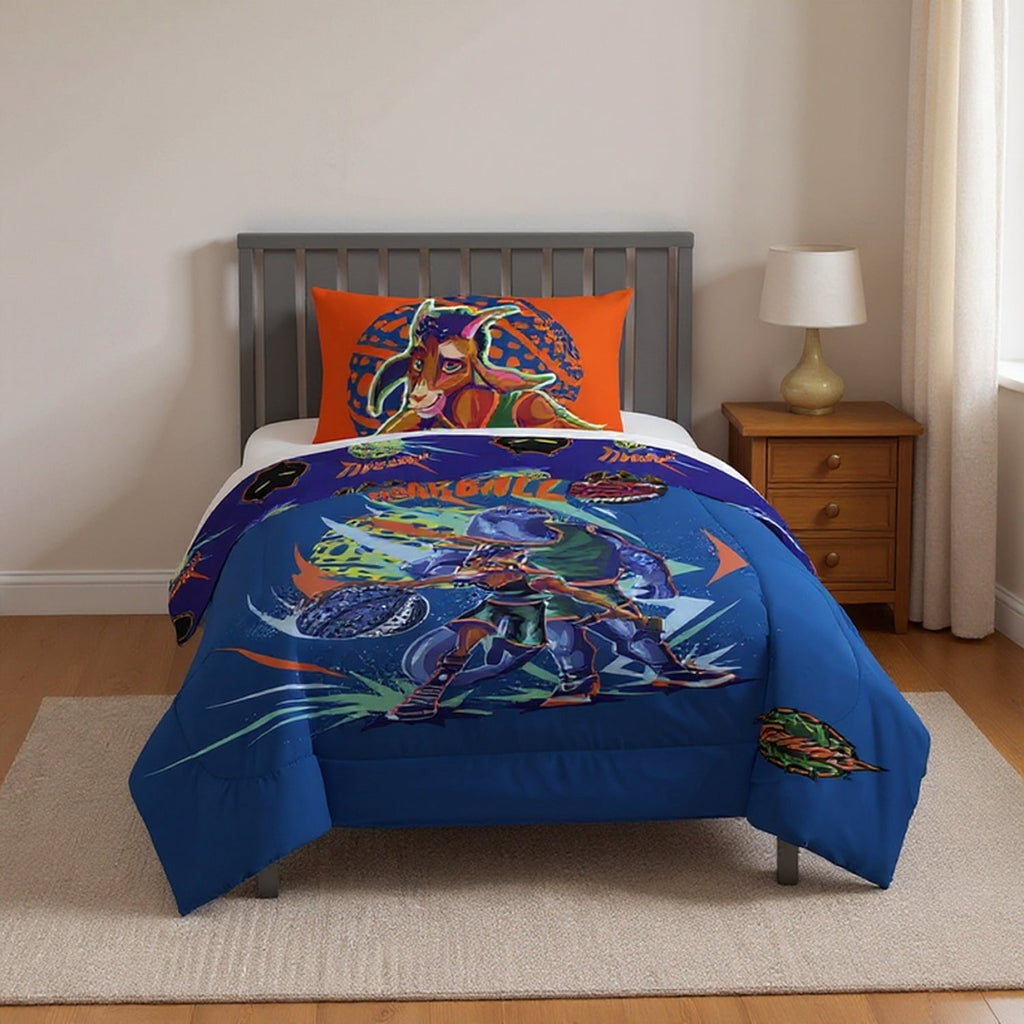 Heavyweight Warmth 2 Piece Twin/Full Kids Reversible Comforter and Pillowcase Bedding Set, Multicolor,Twin/Full - All-Season Down Alternative Comforter Insert Detail