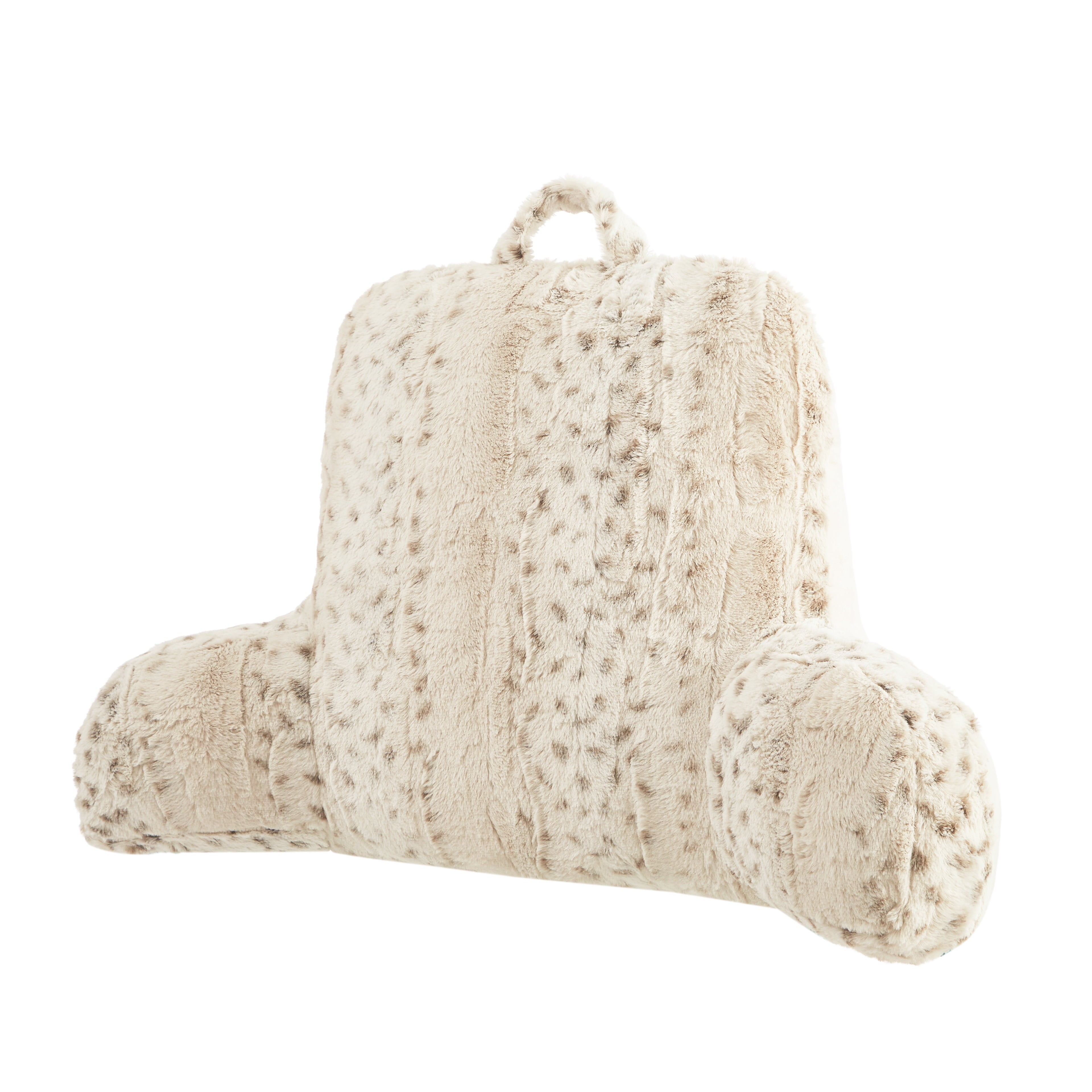 Ergonomic Memory Foam Faux Fur Backrest Pillow for Adults, 23"x 30" Snow Leopard - Orthopedic Shredded Foam Bed Pillow Set Detail