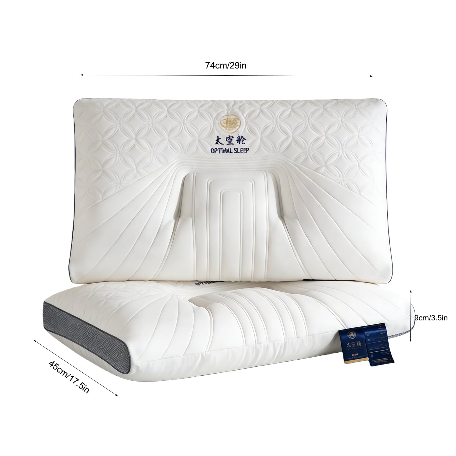 Ergonomic Memory Foam 2-Pack Space Capsule Bed Pillow (29.13" x 18.9") - Plush and Supportive - Ergonomic Memory Foam Pillow for Neck Pain Support Detail