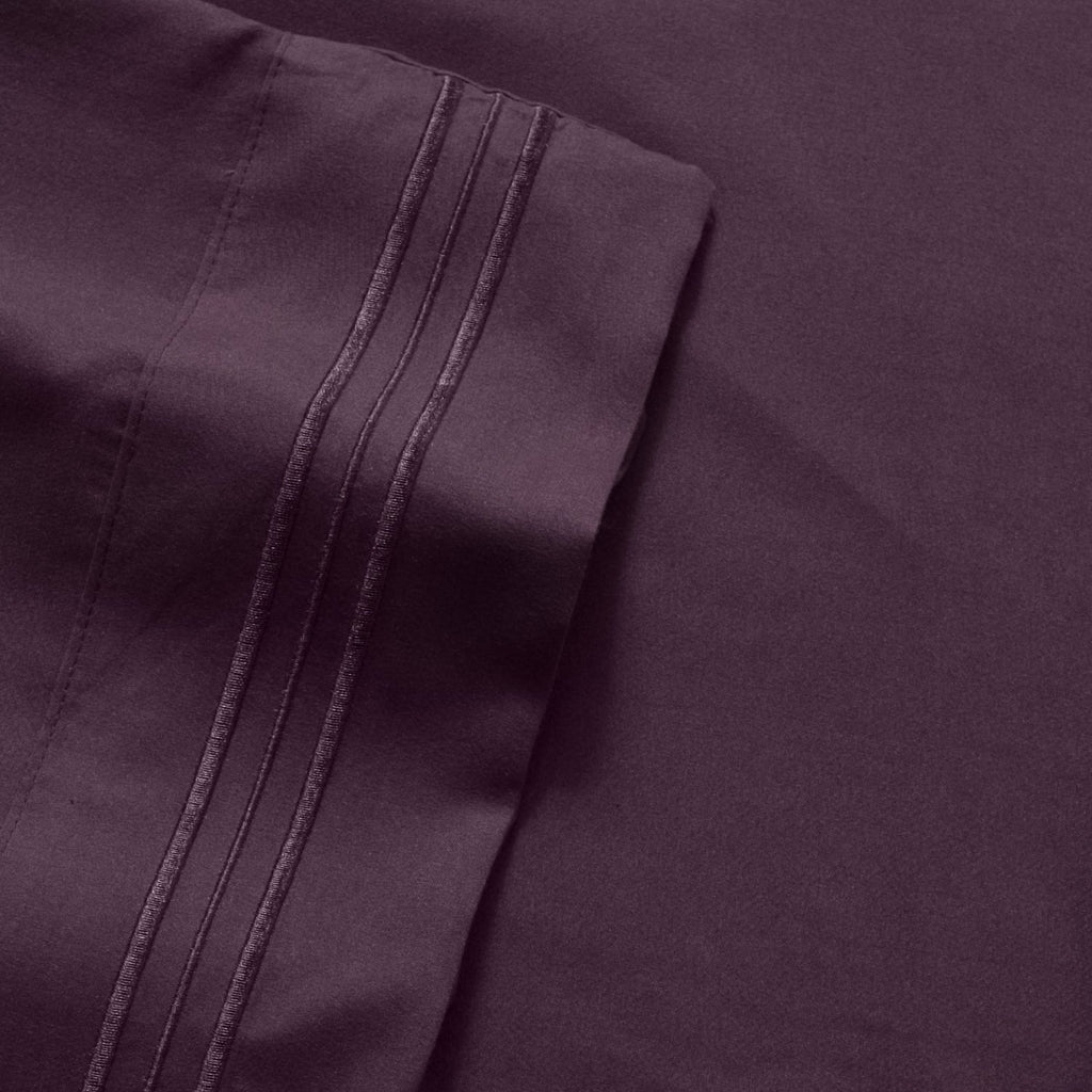Cooling Sateen 1800 Series Bed Sheets - Extra Soft Microfiber Deep Pocket Sheet Set - Purple, Full - Luxury Bed Sheet Set with Deep Pockets Detail