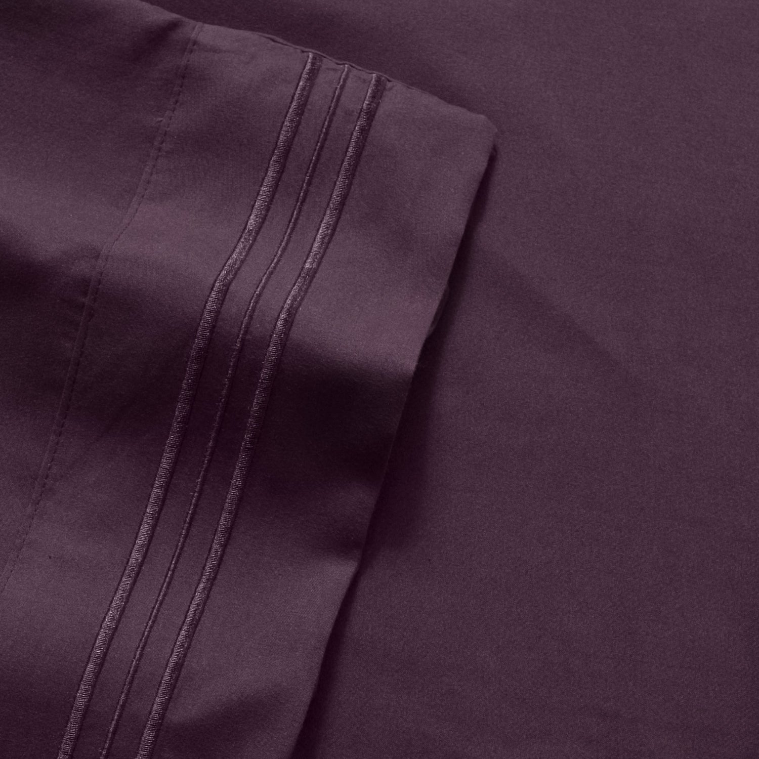 Cooling Sateen 1800 Series Bed Sheets - Extra Soft Microfiber Deep Pocket Sheet Set - Purple, Full - Luxury Bed Sheet Set with Deep Pockets Detail