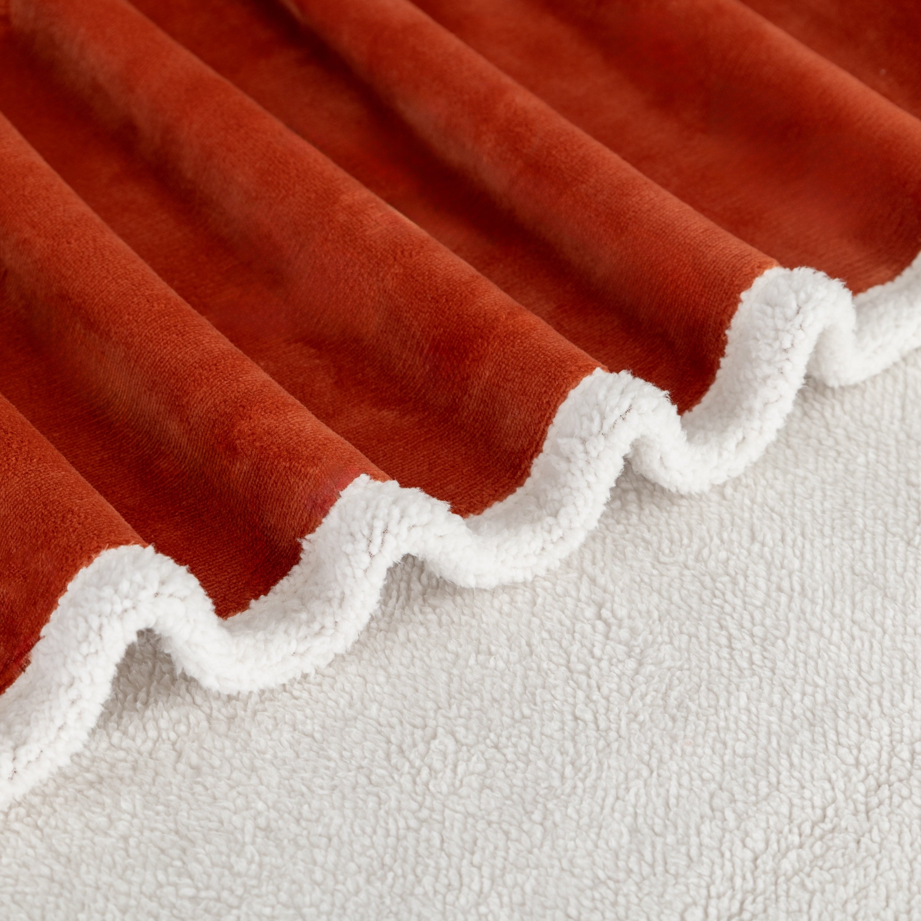 Decorative Knitted Reversible Printed Velvet Plush and Hampshire Faux Shearling Soft Throw Blanket, Standard Size, Auburn Sun - Luxury Knitted Decorative Throw Blanket with Fringes Detail
