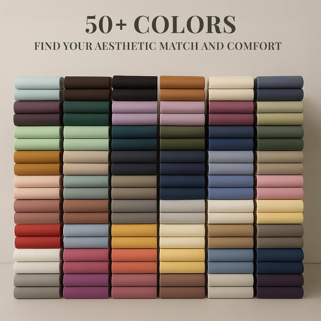 Premium Egyptian Cotton Sacred Thread Rayon Derived , 18'' Deep Pocket Cooling Sheets for Hot Sleepers, 6 PC Cooling Sheets (Queen Size - Breathable Egyptian Cotton Flat & Fitted Sheets Detail