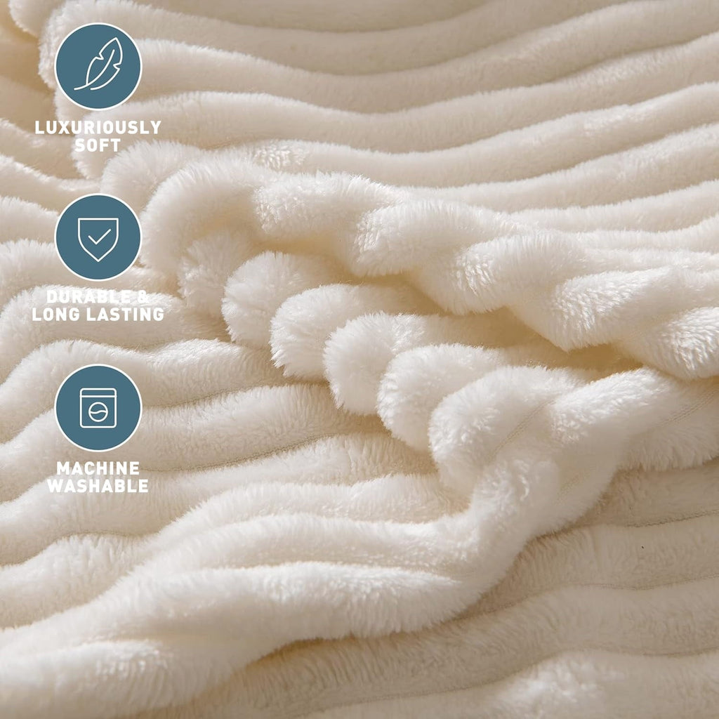 Reversible Sherpa Extra Soft with Strip, Plush Fuzzy Cozy Bed s and s for Couch,Bed,Sofa,Lightweight and Versatile s for Office Bedroom... - Lightweight Plush Warm Blanket for All Seasons Detail
