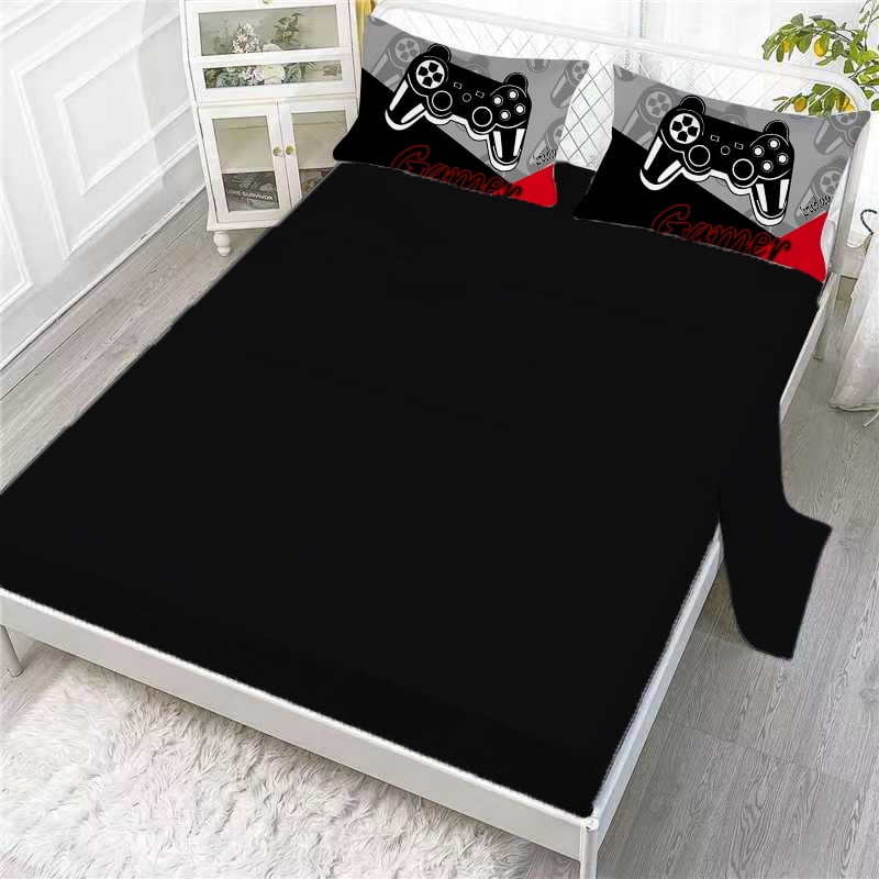 All-Season Gaming Comforter for Kids Boys Teens Video Game Bedding Set Gamer Comforter Gamepad Comforter Set Full Size Red Black... - Cloud-Like Soft Lightweight Bed Comforter Detail