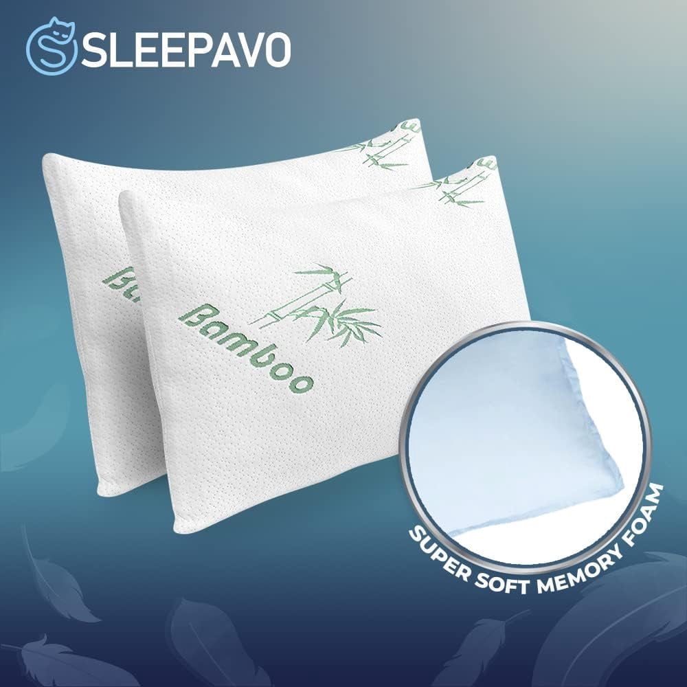 Hotel Collection Memory Foam Pillows Queen Size Set of 2 - Cooling Bed Pillows for Sleeping - Back, Stomach, Side Sleeper Firm, Comfy ... - Ergonomic Memory Foam Pillow for Neck Pain Support Detail
