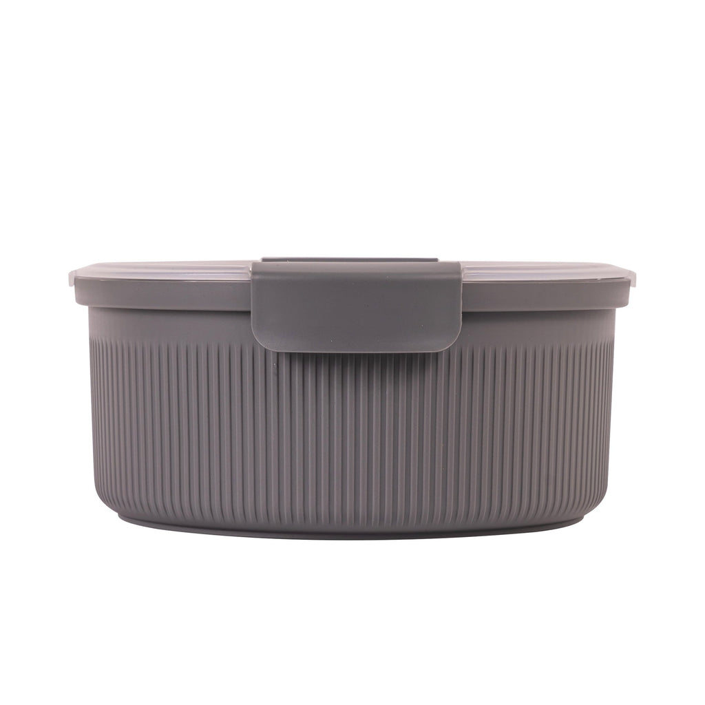 Whimsical Doughnut Food Storage Bento Container, Round, Grey, 47oz Capacity, Ideal Use for Workday Meals and Travel - Squishy Dohnut Sweet Treat Shaped Stress Toy Detail