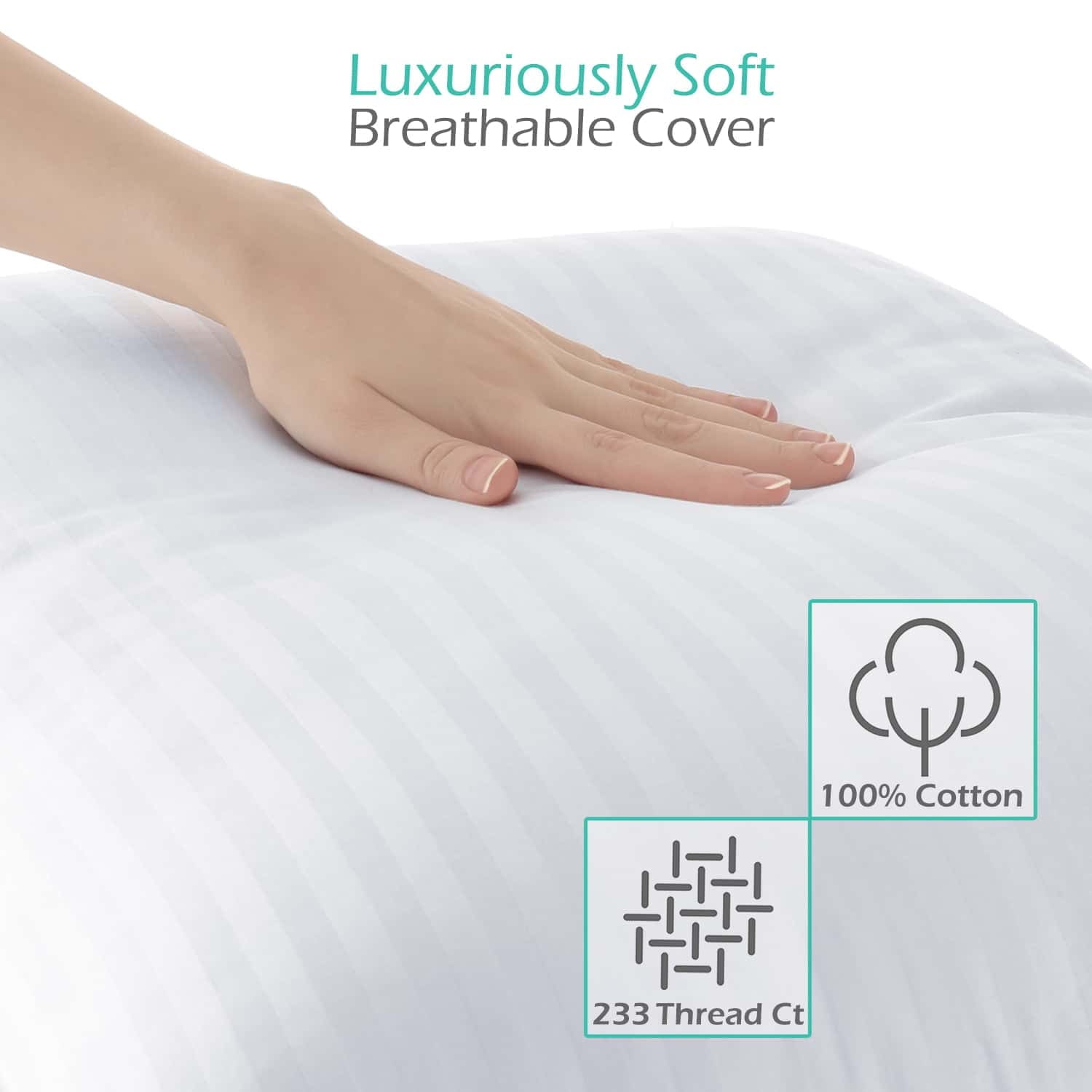 Ergonomic Memory Foam Down Alternative Pillow, Stanard/Queen Pillows for Bed, Soft Supportive Hotel Quality Pillows - Orthopedic Shredded Foam Bed Pillow Set Detail