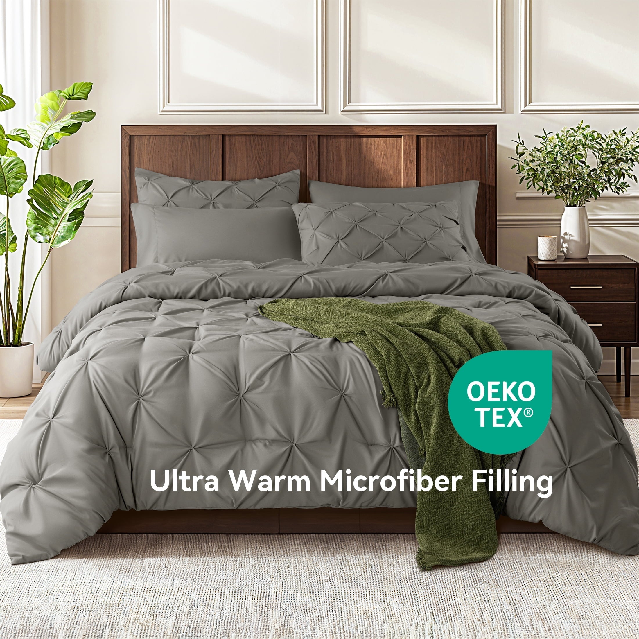 Hypoallergenic Cloud Queen Comforter Set, 7 Pieces Bedding Sets for All Season, Bed in a Bag with Pleated Comforter - Flat Sheet & Fitted ... - Hypoallergenic Ultra-Fluffy Quilt for Winter Detail