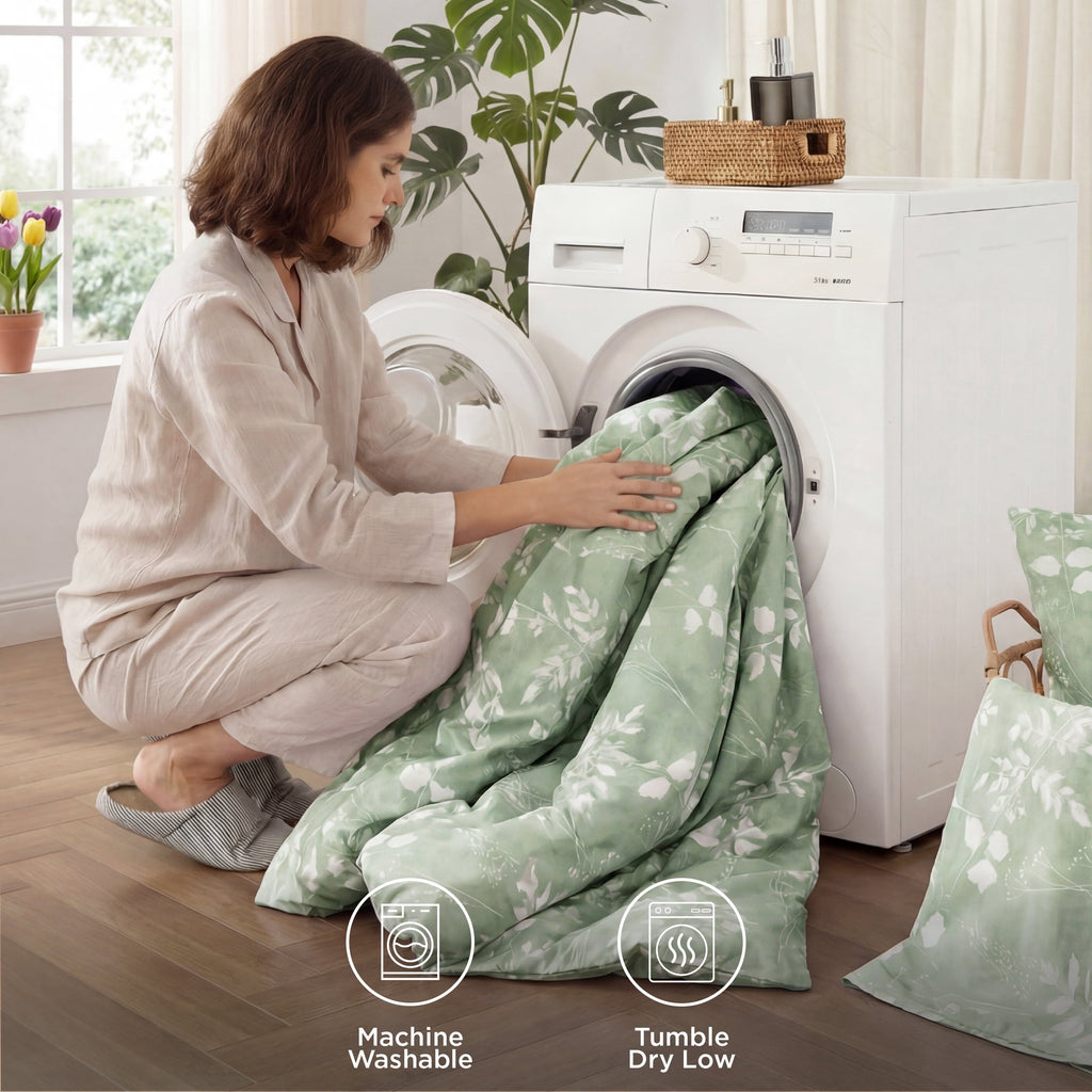 Heavyweight Warmth Queen Comforter Set Sage Green, Bed in a Bag Queen Size Bedding, 7-Pieces Botanical Flowers Spring Comforter, Sheets,... - Cloud-Like Soft Lightweight Bed Comforter Detail