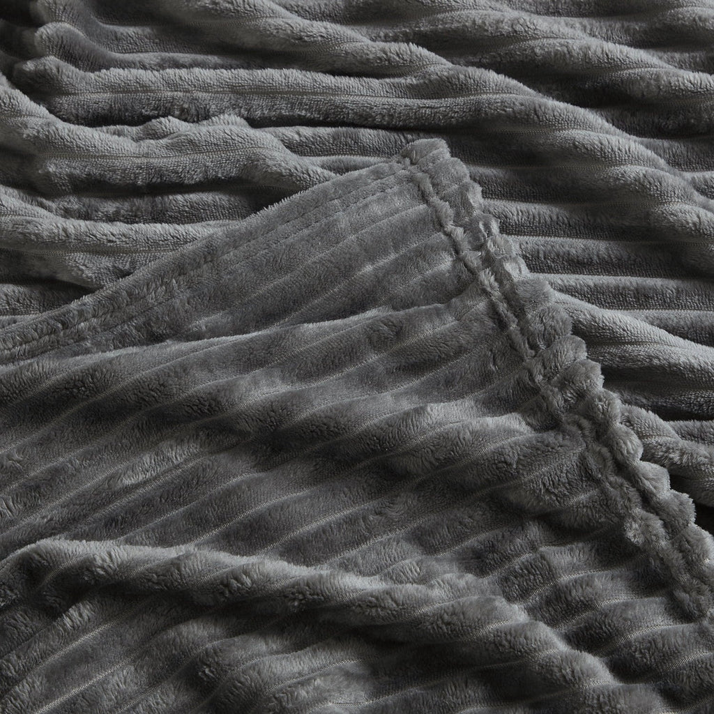 Cozy Fleece Cut Plush Fleece Blanket, Soft Lightweight Fuzzy Luxury Throw Size Bed Blankets for Bed, Throw, Gray - Super Soft Reversible Sherpa Flannel Blanket Detail