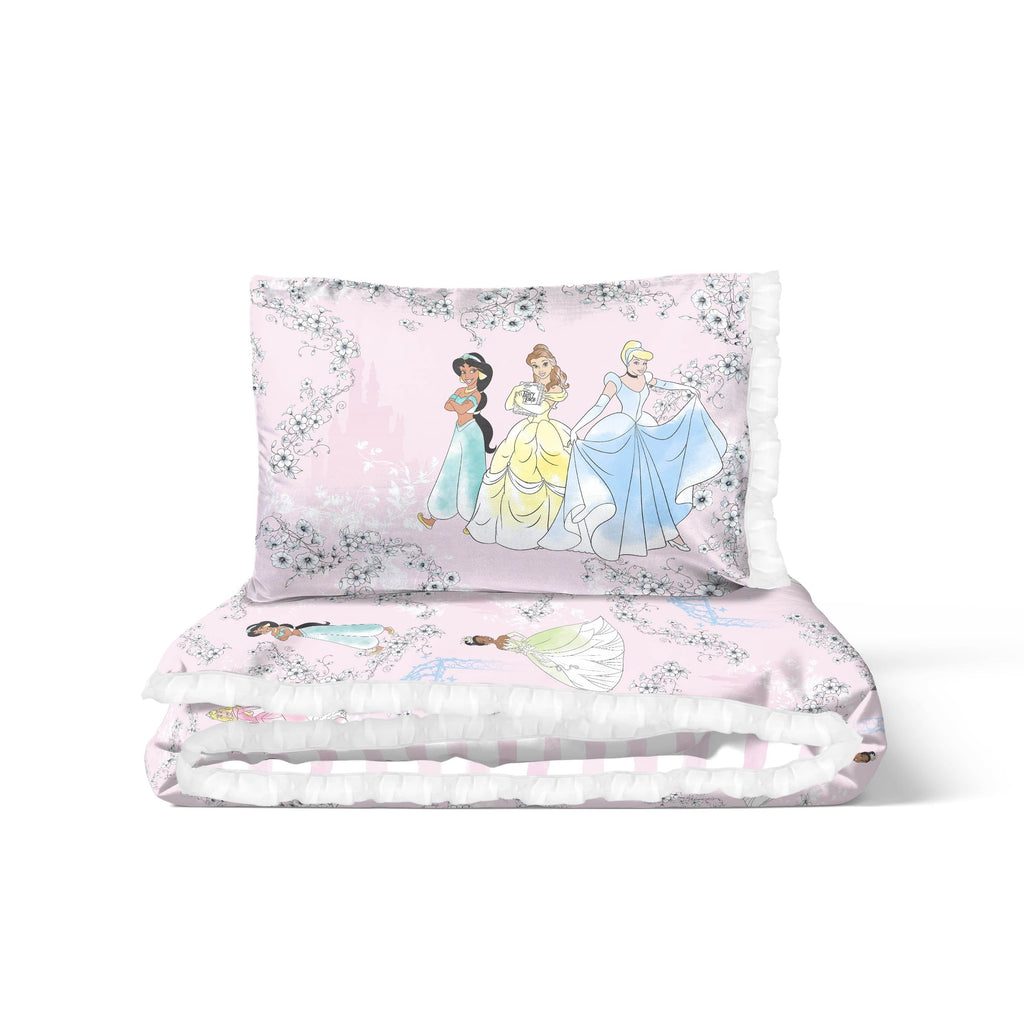 Hypoallergenic Cloud Princess Floral Gardens 2-Piece Twin/Full Reversible Comforter Set, Polyester Microfiber, Pink & White - Cloud-Like Soft Lightweight Bed Comforter Detail