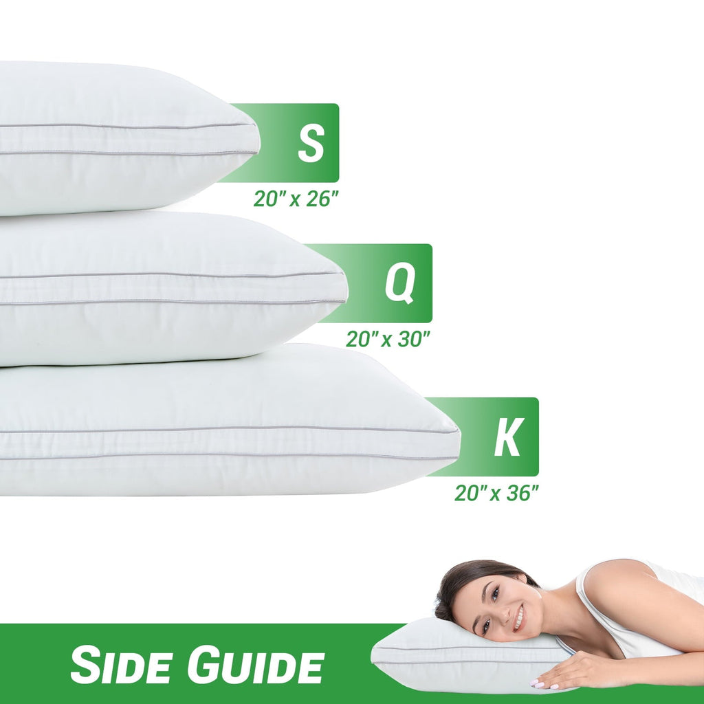 Fluffy Shredded 2 Pack Pillows for Bed, Standard Size Pillows Insert for Side and Back Sleepers, Soft Down Alternative Microfiber Fil... - Ergonomic Memory Foam Pillow for Neck Pain Support Detail