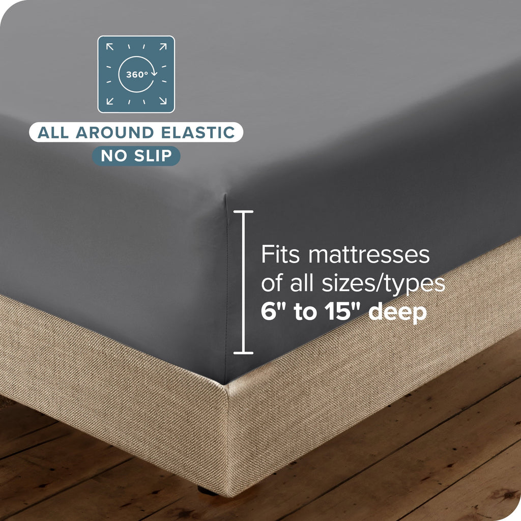Wrinkle-Resistant Luxury Bed Sheet Set- 6 Piece - Queen, Gray - Cooling Hotel Quality Bedding Sheets and Pillowcases Detail