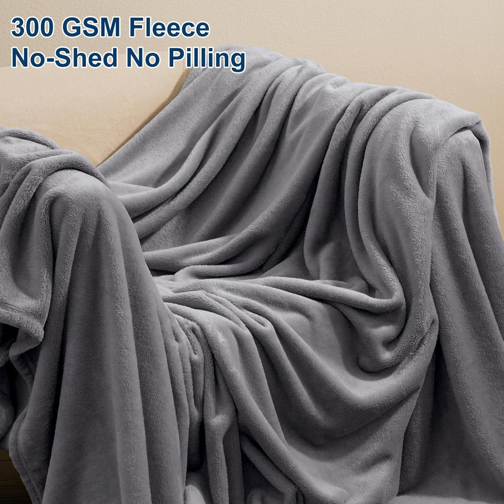 Decorative Knitted Fleece Throw Blanket, Fuzzy Soft Lightweight Blankets for Bed, Sofa, Suitable for All Season, Grey, 50x60 inches - Lightweight Plush Warm Blanket for All Seasons Detail