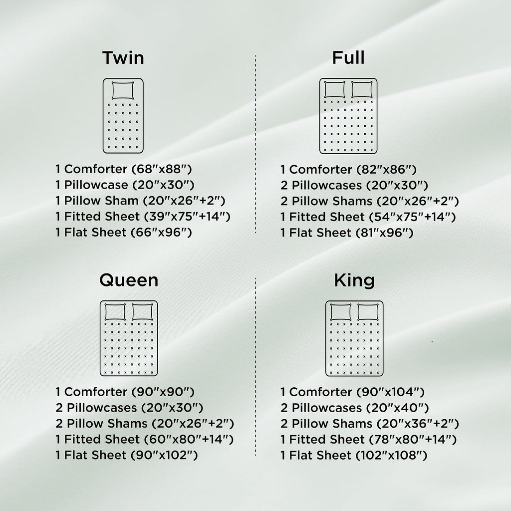 Luxurious Quilted Queen Comforter Set Sage Green, 7 Pieces Lightweight Queen Bedding Sets, Contrasting Design - Luxurious Quilted Duvet Cover Set Detail