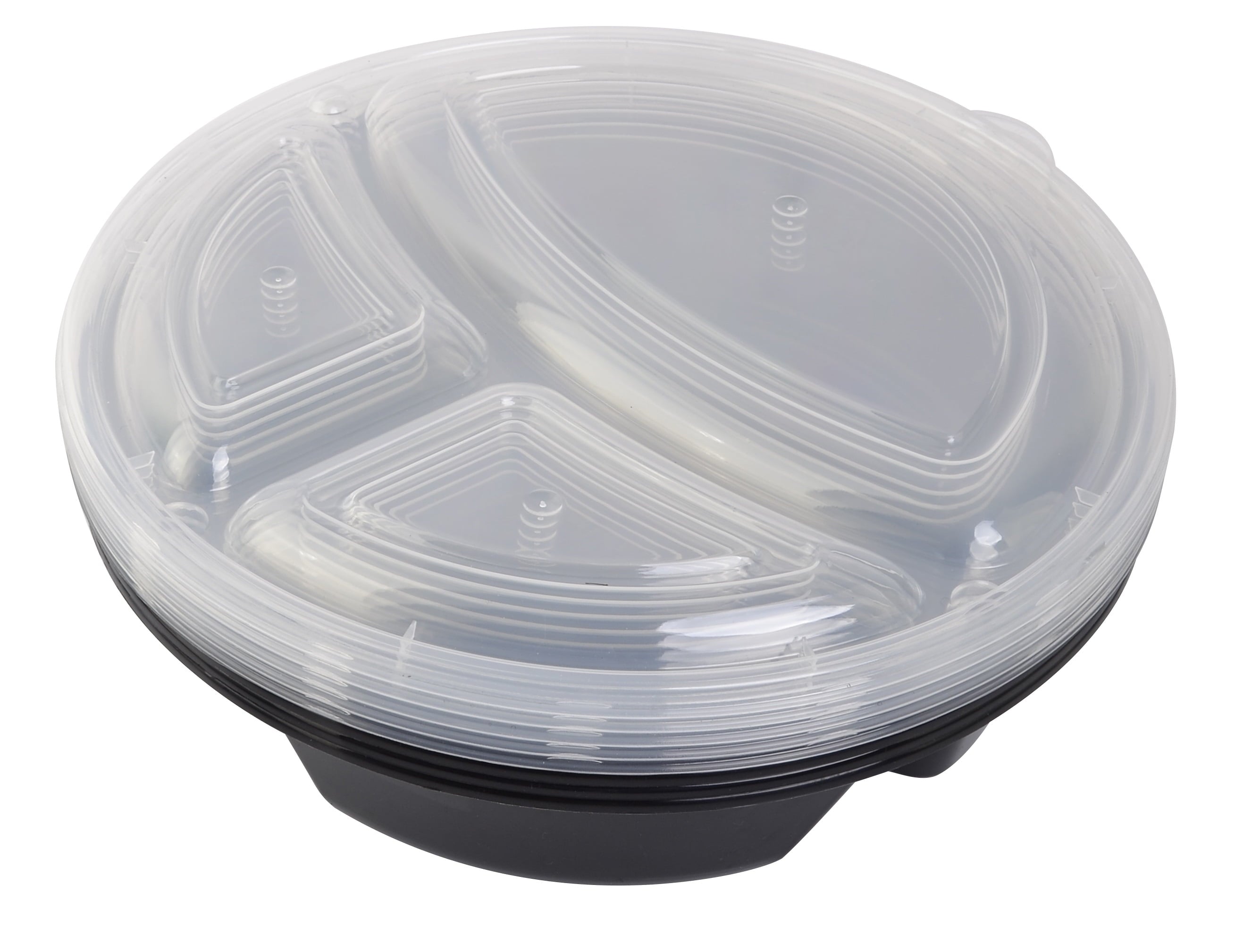 Sweet Treat Shaped 5-Pack Round Meal Prep Containers with 3 Compartments and Lids, 1L, BPA-Free, Microwave & Dishwasher Safe, Made for F... - Playful Star & Heart Shaped Geometric NeeDoh Detail