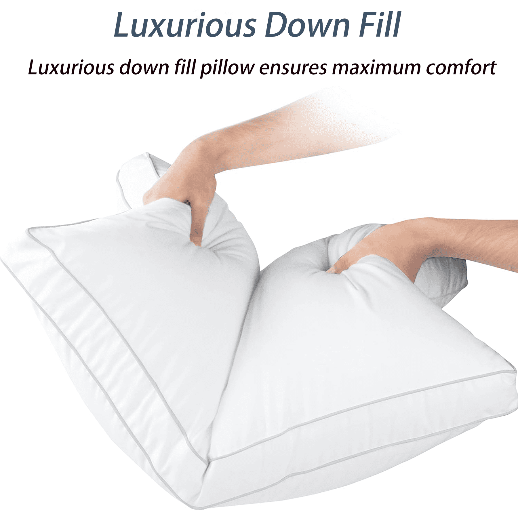 Fluffy Shredded Goose Feather & Down Pillow King Size 20"x36" – Hotel Quality Bed Pillow for Sleeping, 100% Organic Cotton Cover, Hyp... - Ergonomic Memory Foam Pillow for Neck Pain Support Detail