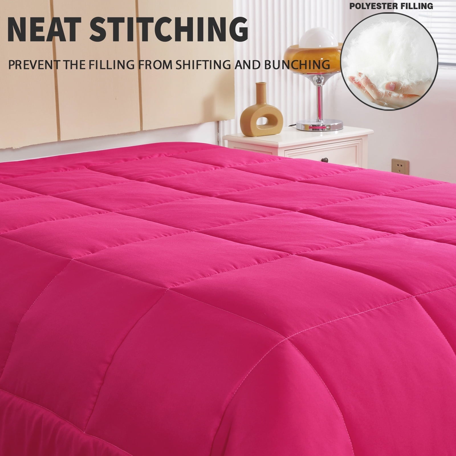 Heavyweight Warmth Lightweight Reversible 3-Piece Comforter Set All Seasons, Down Alternative Comforter with 2 Pillow Shams, Queen Size,... - Luxurious Quilted Duvet Cover Set Detail