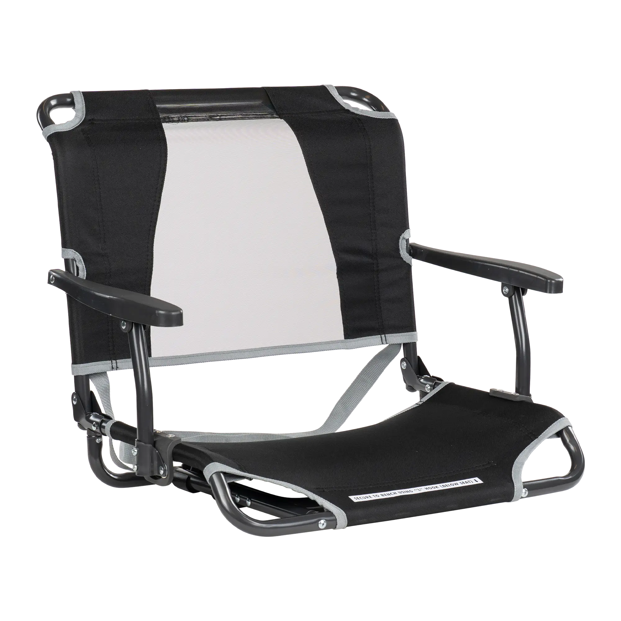 Compact Cushion Big Comfort Stadium Chair with Armrests - Choice 465 - Lightweight Folding Bleacher Chair with Cushioning - Black