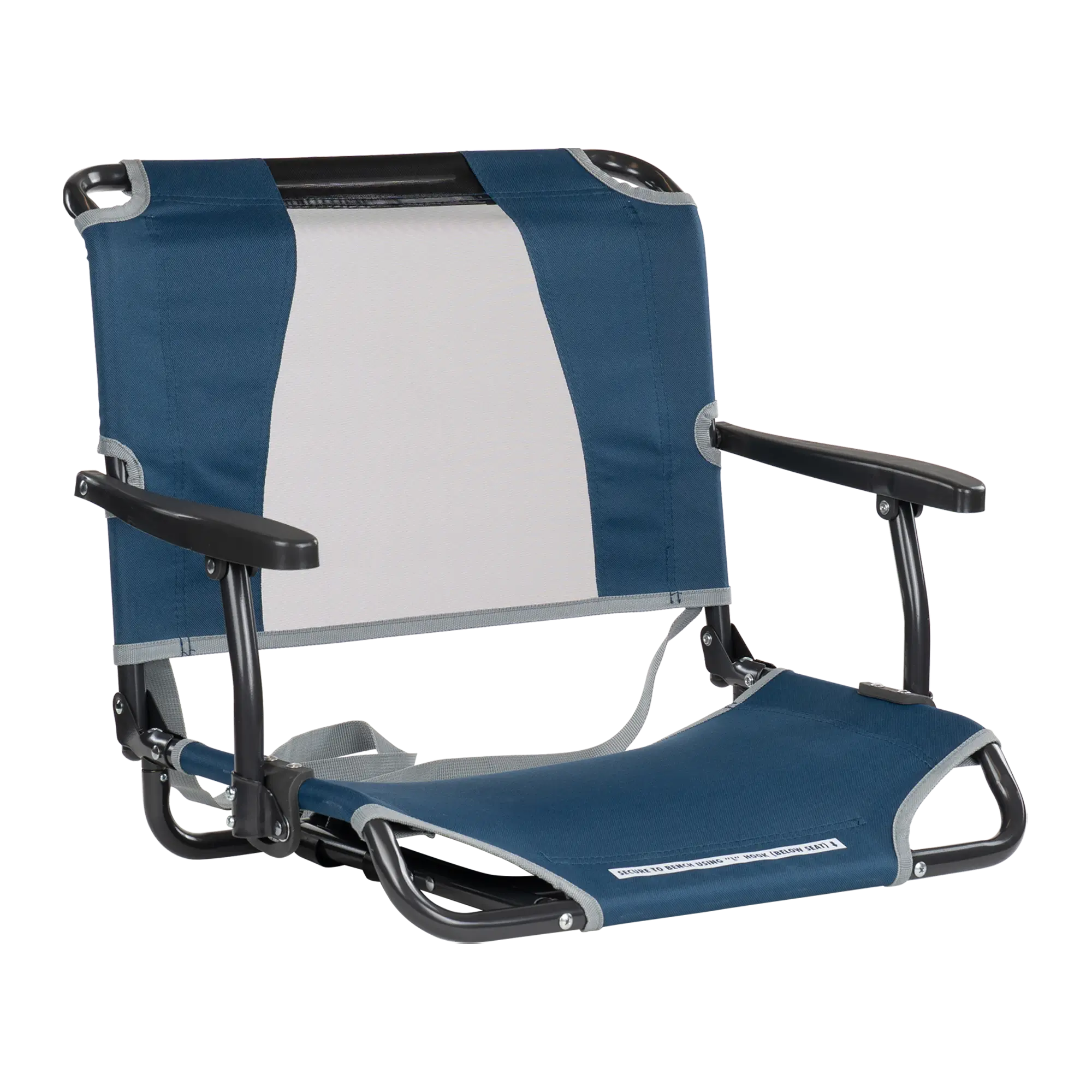 Compact Cushion Big Comfort Stadium Chair with Armrests - Choice 465 - Lightweight Folding Bleacher Chair with Cushioning - Navy